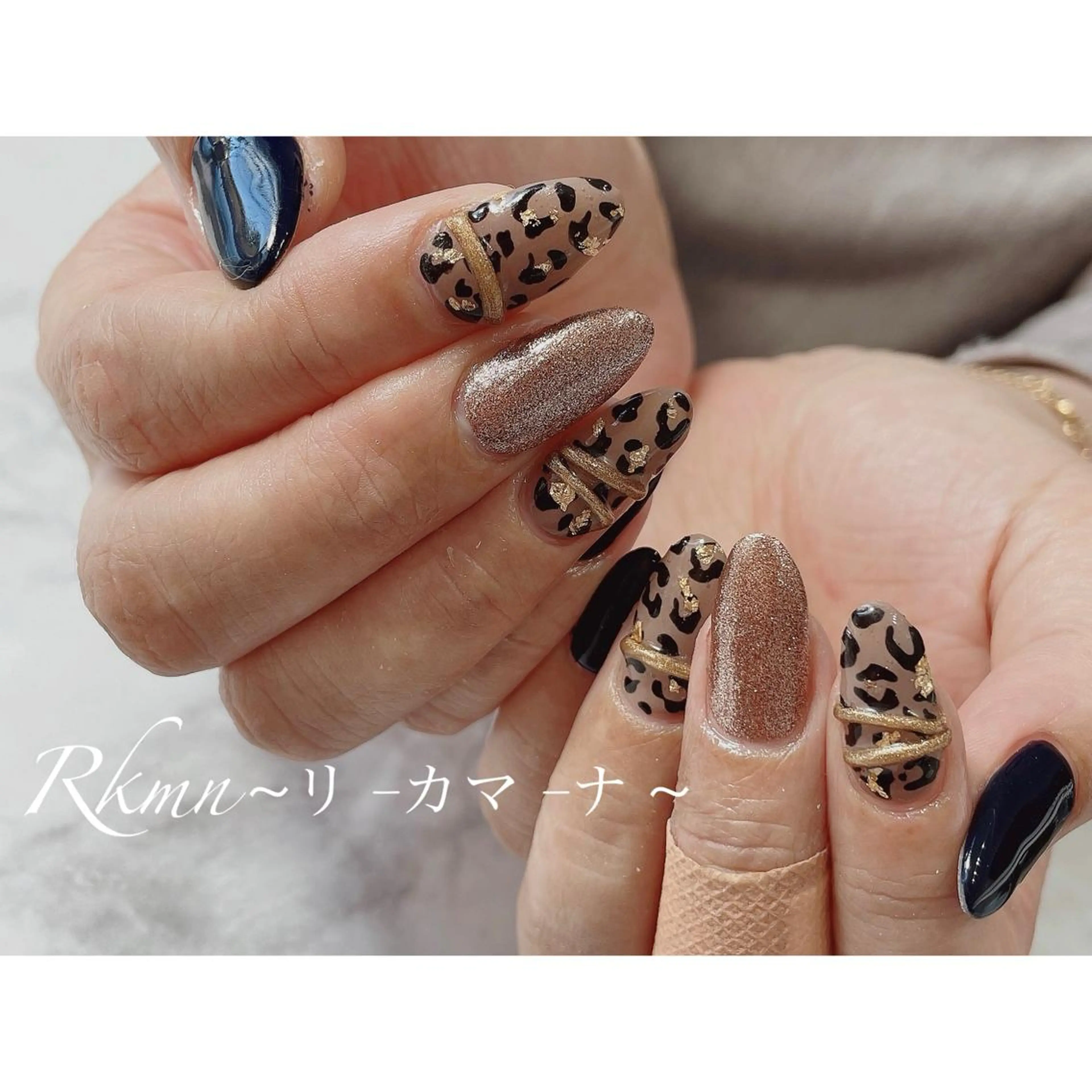 ネイル アニマル柄 アートネイル ミラーネイル 春ネイル ハンドネイル フットネイル ハンドケア Rkmn ~リ-カマ-ナ~のネイルデザイン