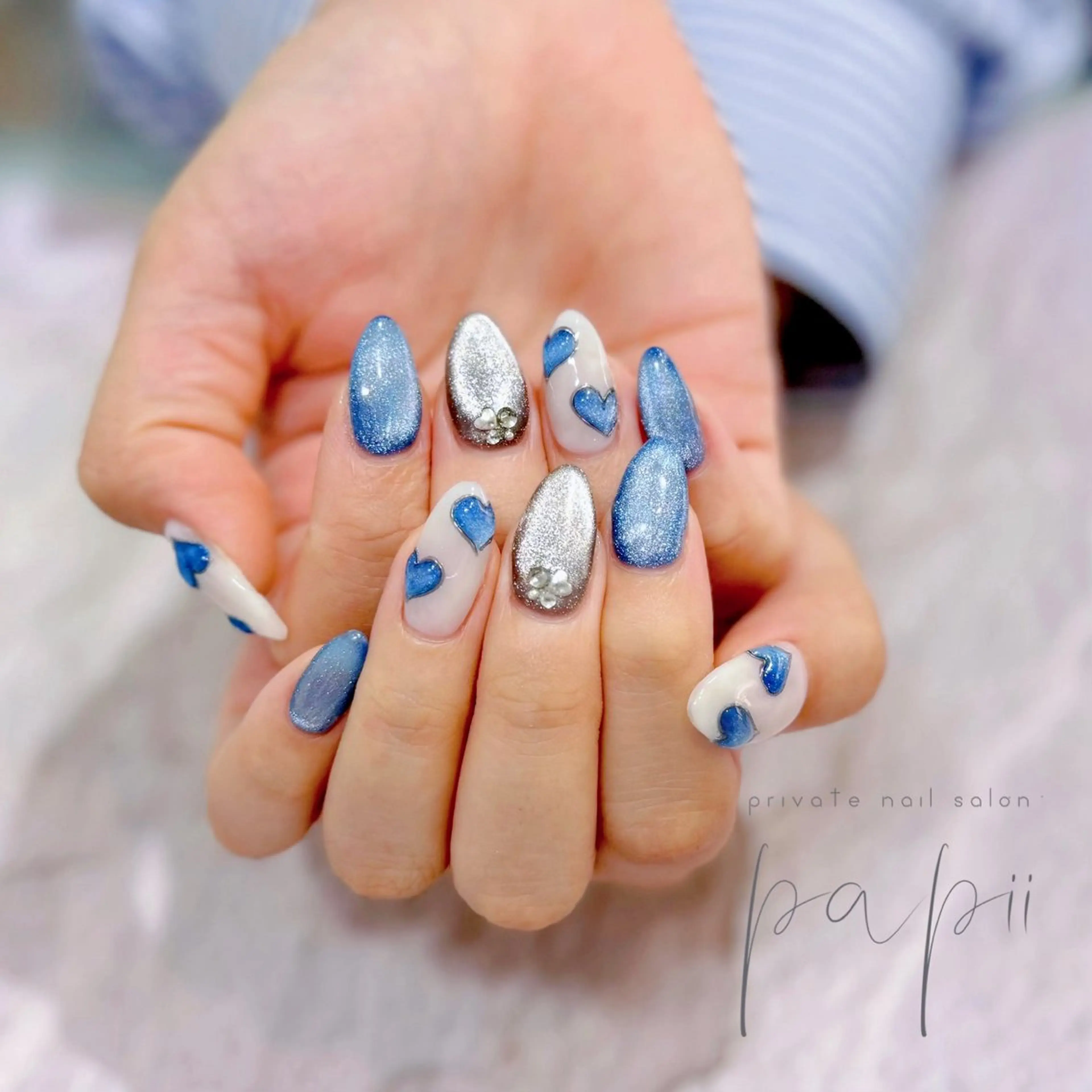 ネイル ハート マグネットネイル ハンドネイル private nail salon papii所属・papii☆ kurodaのネイルデザイン