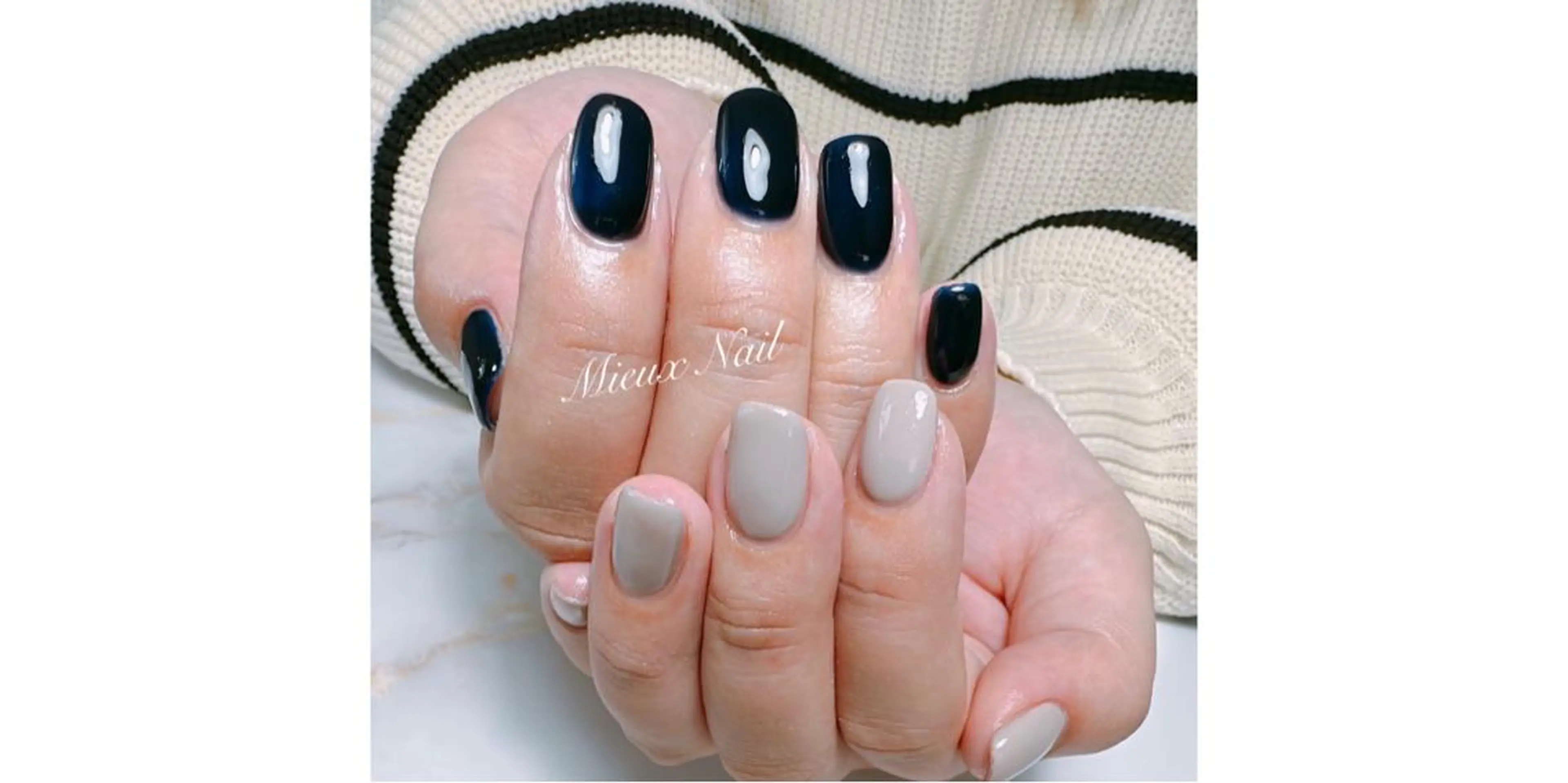 ネイル ネイビー ワンカラーネイル シンプルネイル 冬ネイル ハンドネイル 市川 麻衣子のネイルデザイン