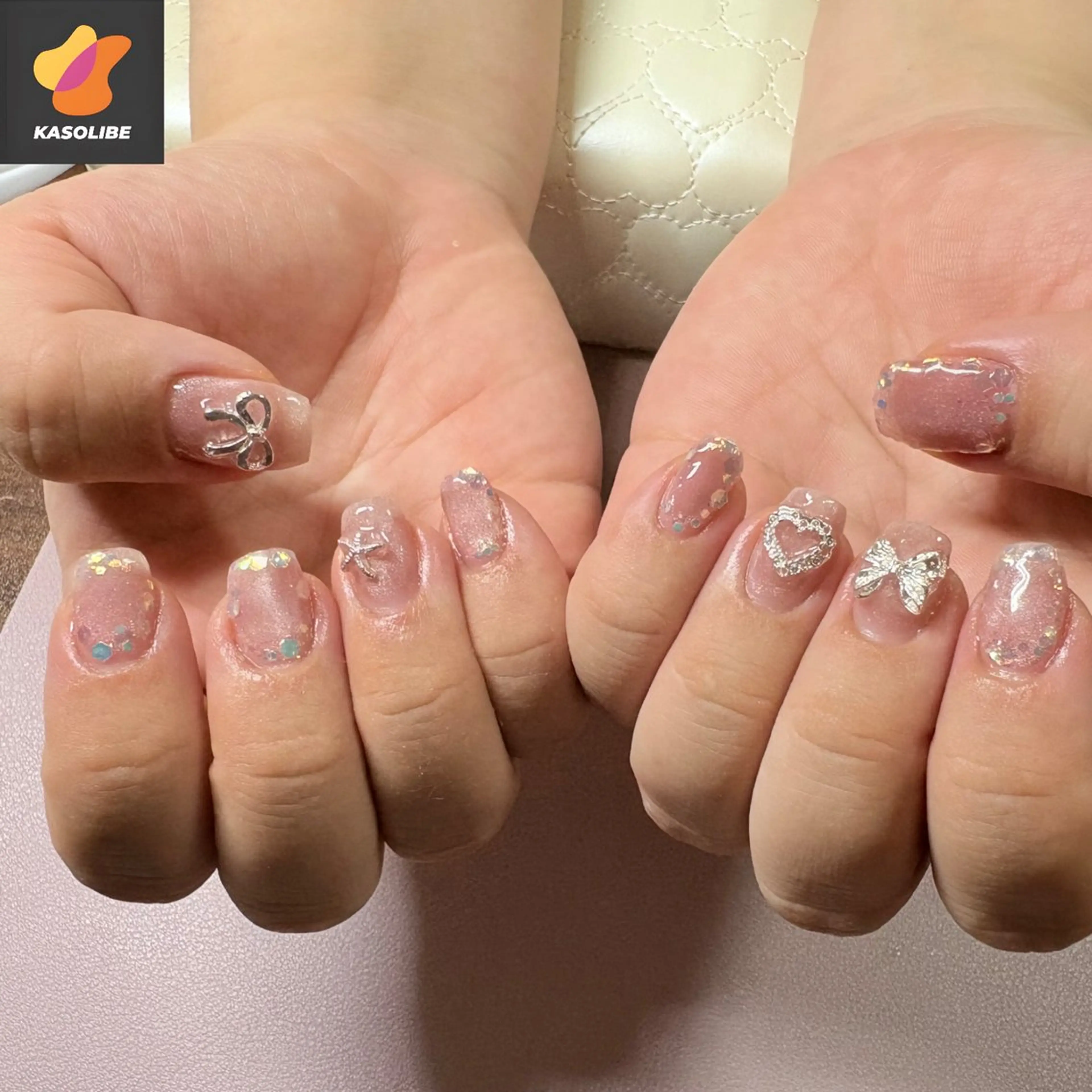 ネイル ハート キラキラネイル マグネットネイル ピンク ハンドネイル kasolibe【カソリベ】所属・kasolibe 【カソリベ】のネイルデザイン