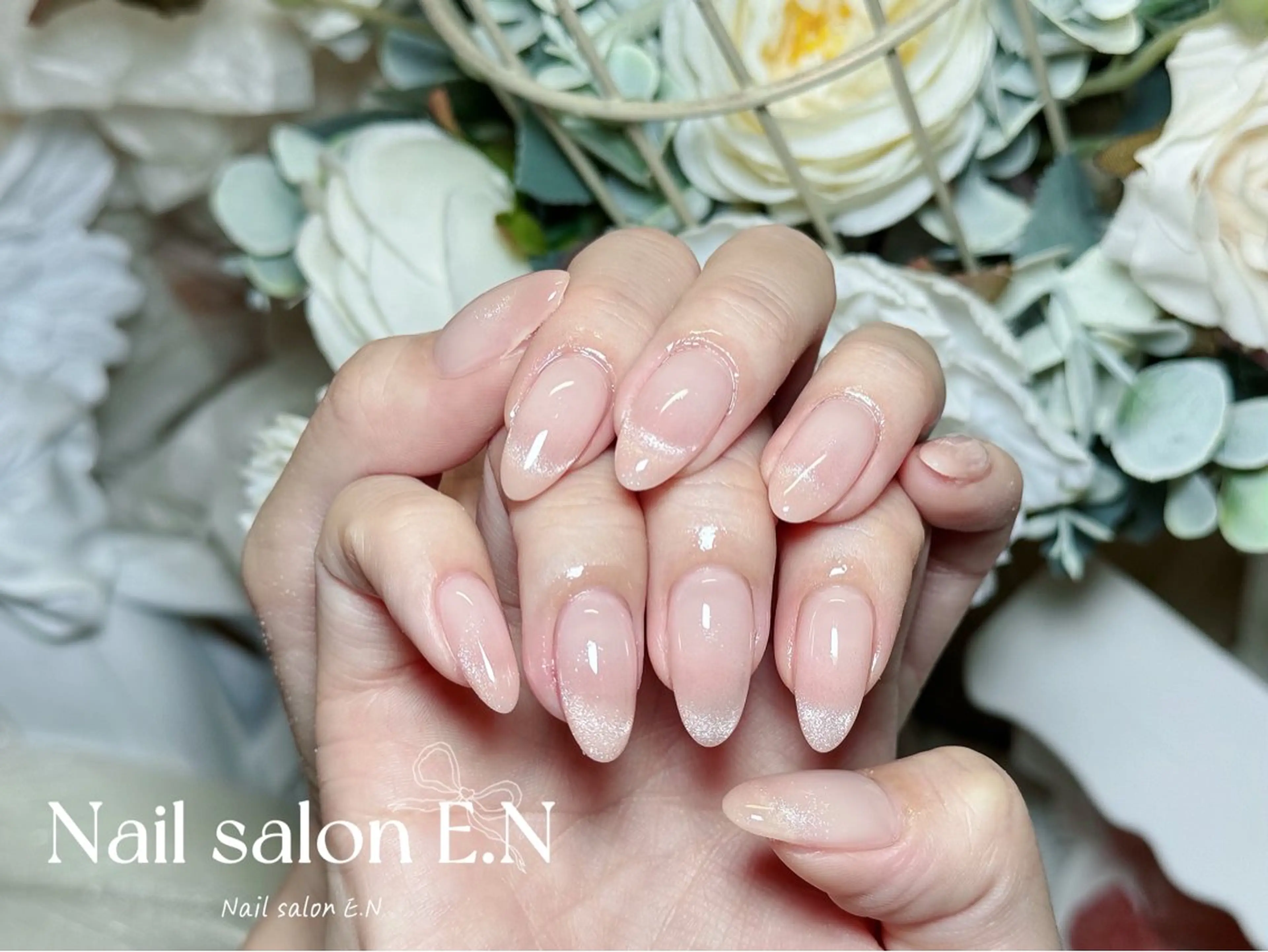 ネイル アートネイル オーロラネイル ブラウン クリアネイル フレンチネイル ハンドネイル E.N🦋 長さ出し/持ち込みのネイルデザイン