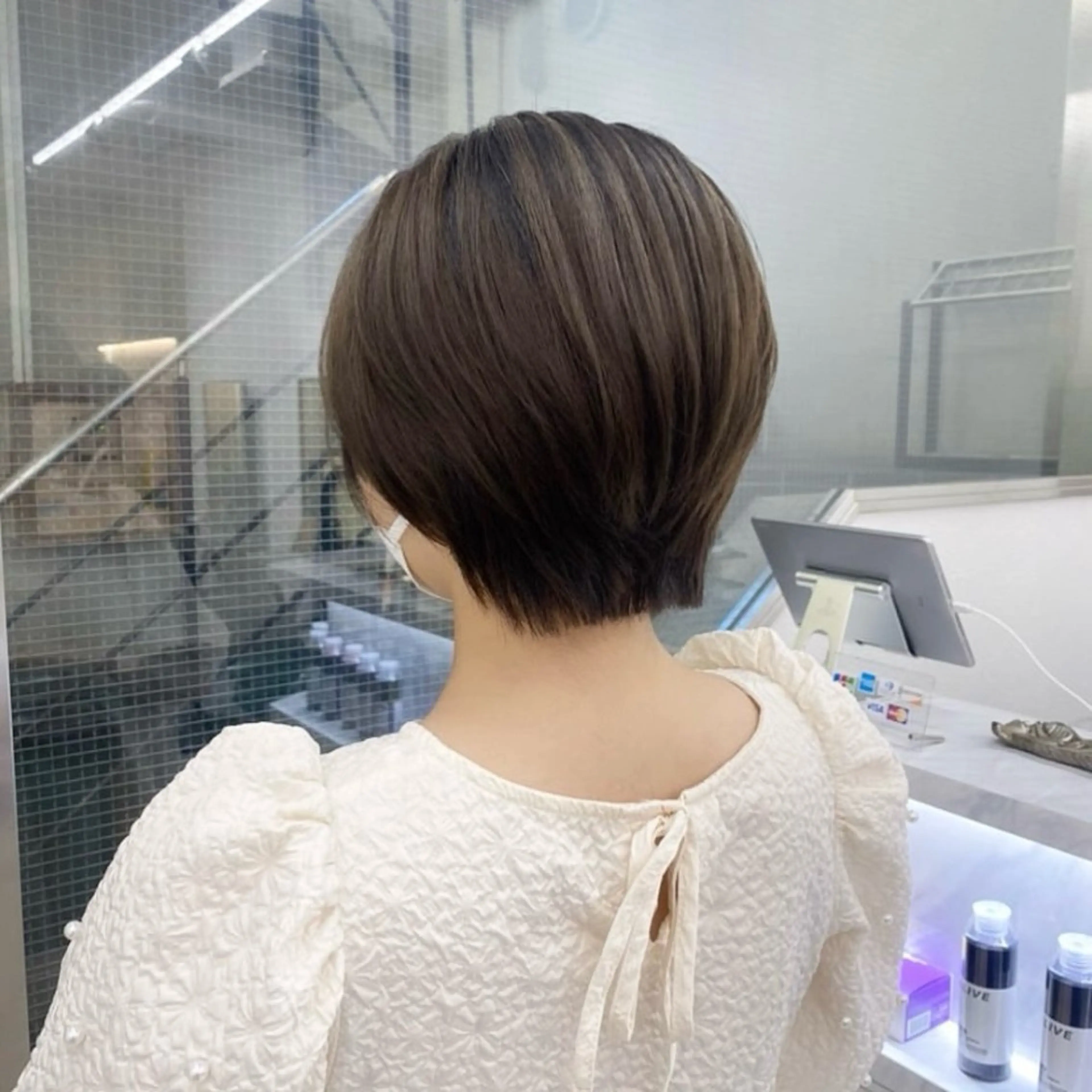 ショート カラー アッシュ ベージュカラー 黒髪 ブルーカラー ブルーブラック カット ヘアカラー トリートメント 透明感/韓国風 🤍moeka🤍のヘアスタイル