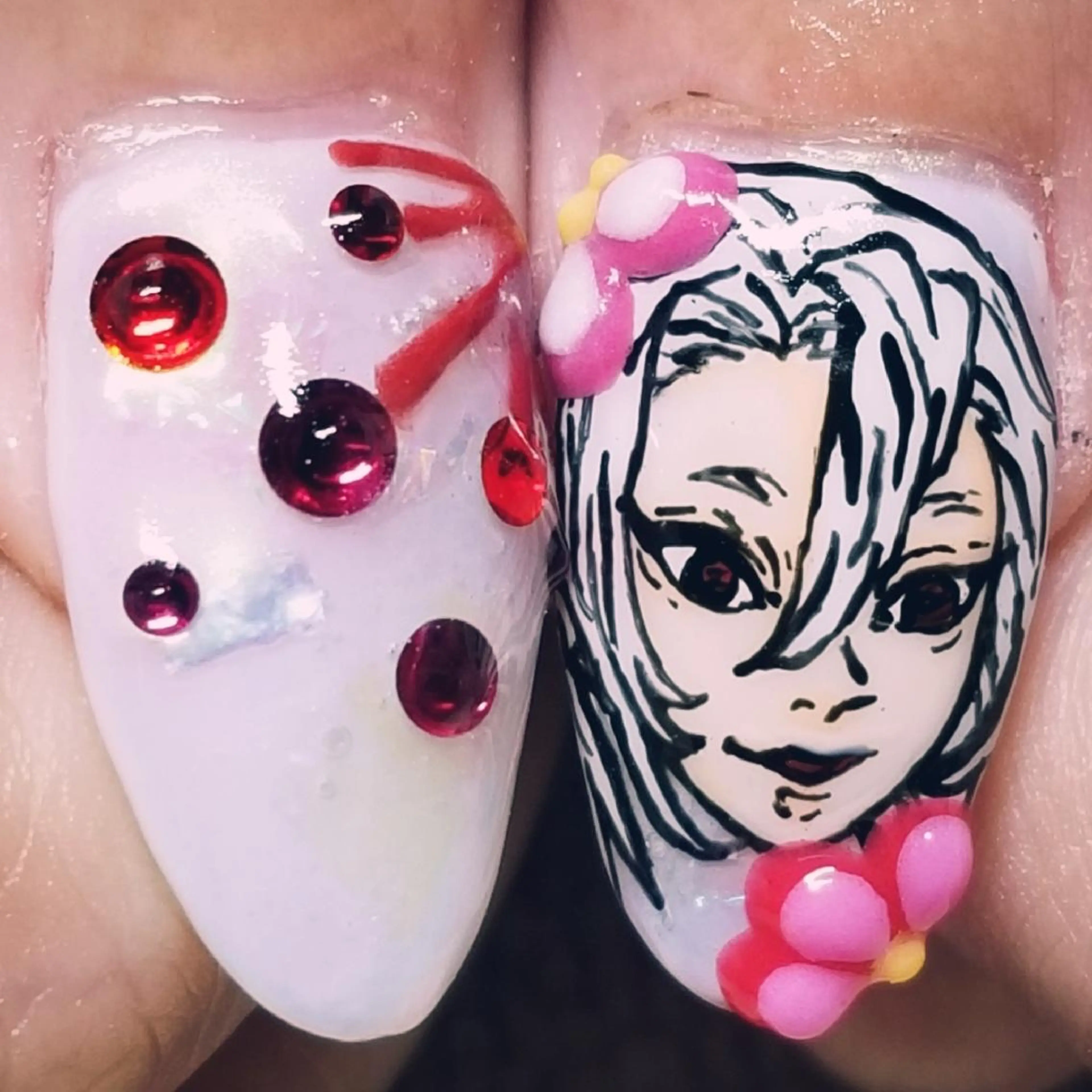 ネイル オーロラネイル ホワイト ハンドネイル よしだ ひろきのネイルデザイン