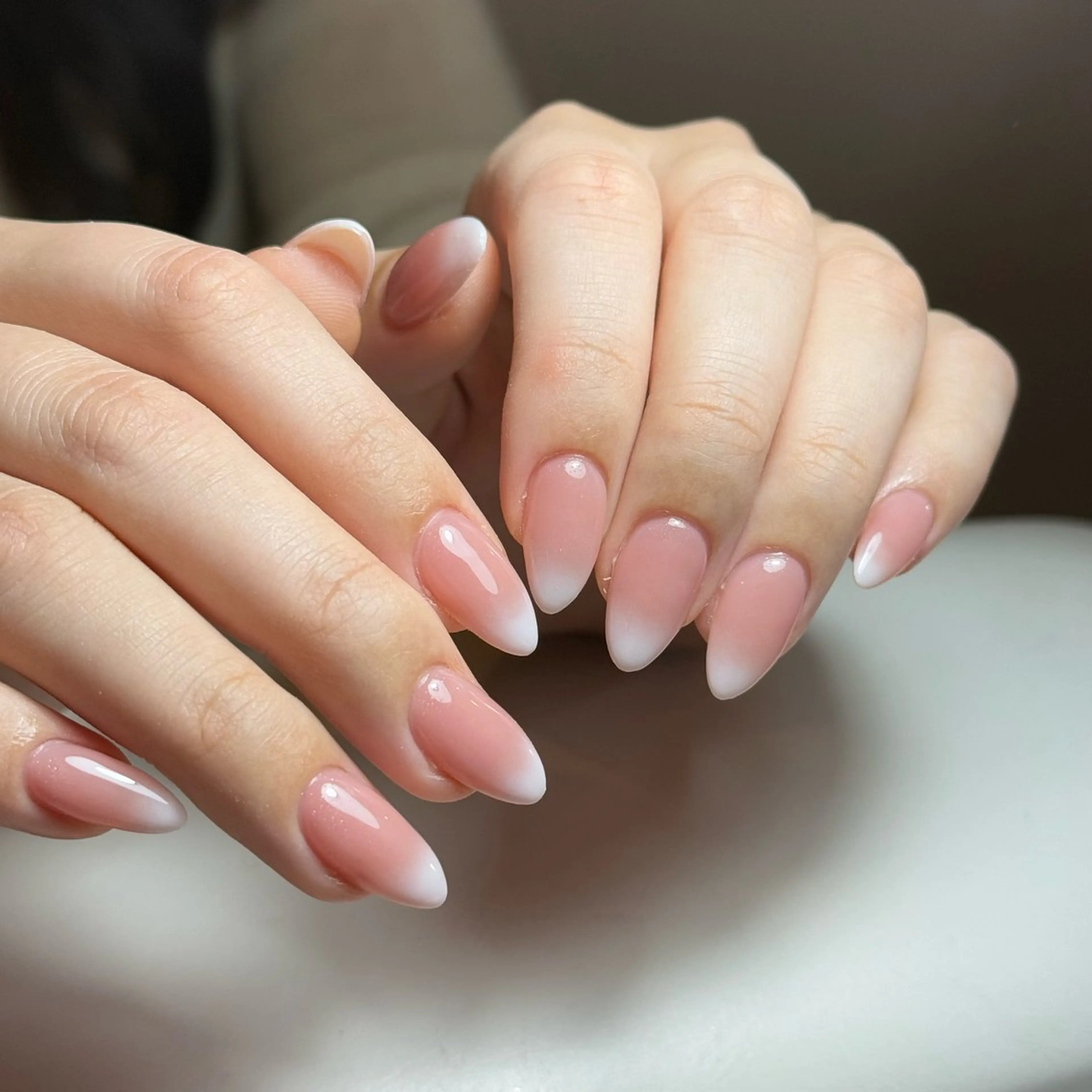 ネイル チークネイル フレンチネイル グラデーション キラキラネイル 韓国ネイル ハンドネイル Risa_ Nailのネイルデザイン