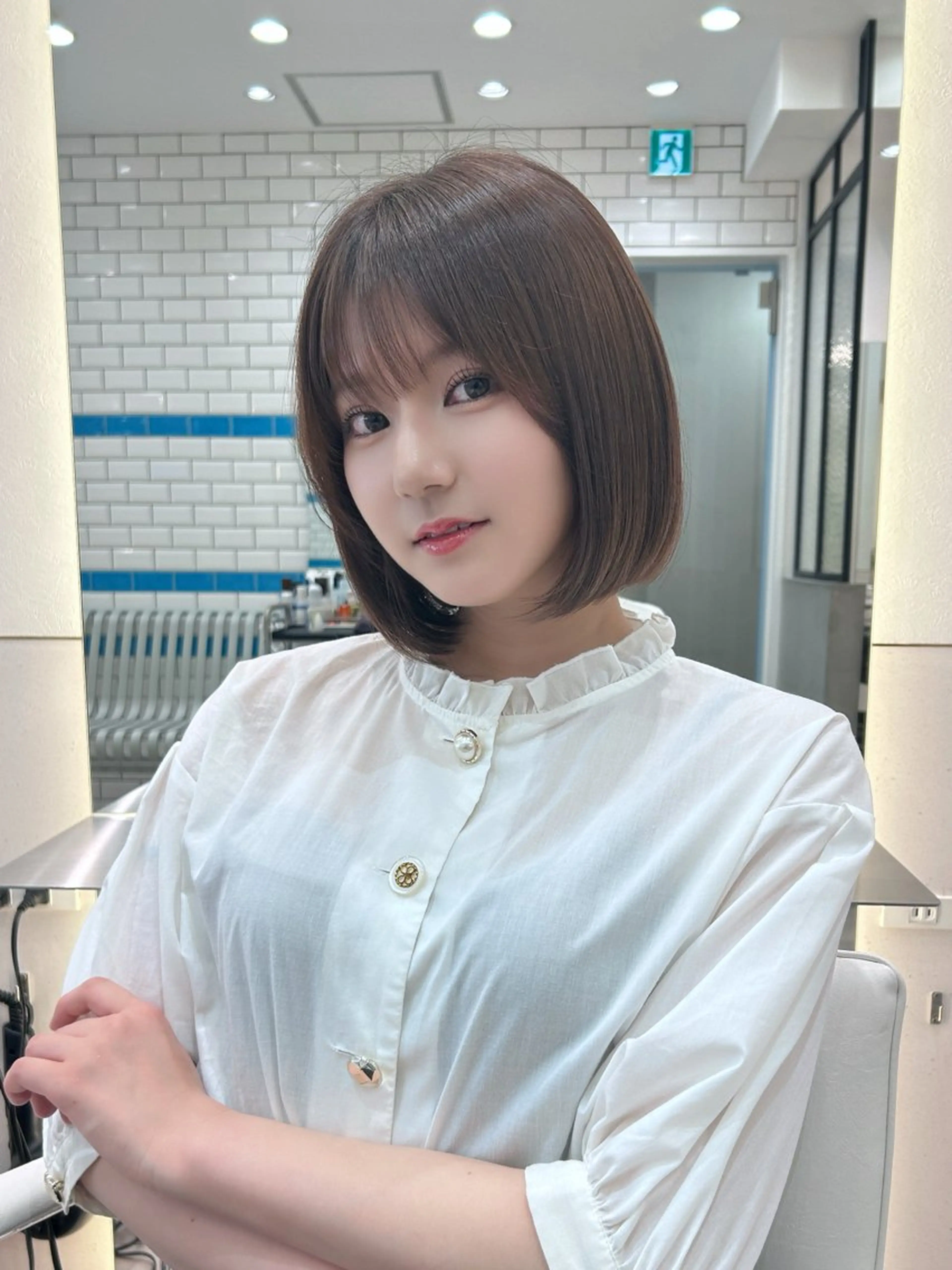 ショート カラー 透明感カラー グレージュ オリーブグレージュ オリーブグレー ボブ カット ヘアカラー トリートメント ボブ/レイヤーボブ/ 髪質改善/梶川 夏季のヘアスタイル