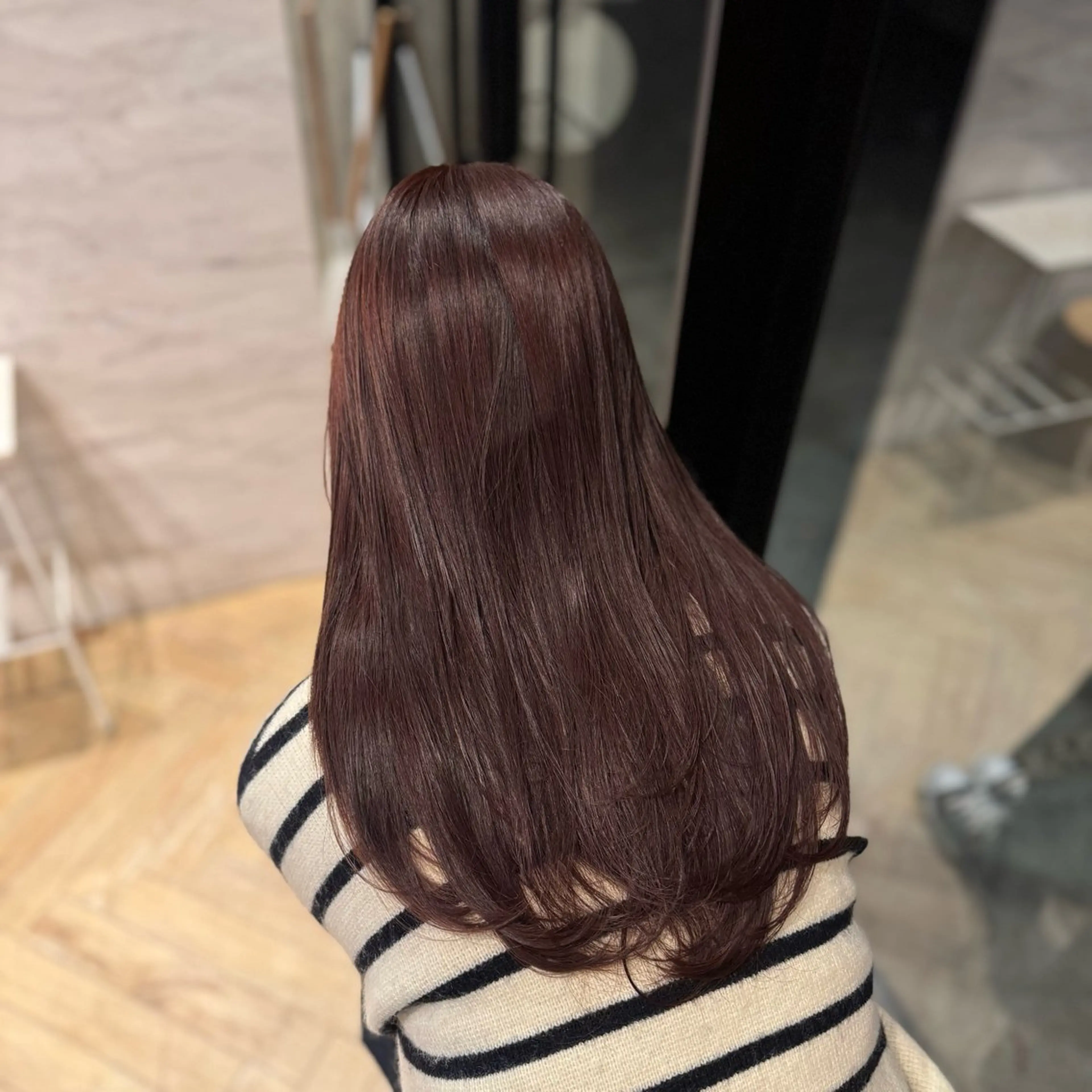 セミロング カラー ブラウンカラー 透明感カラー ピンクカラー ピンクブラウン レッドカラー カット ヘアカラー トリートメント 透明感カラー/レイ ヤー/Nana🌈のヘアスタイル