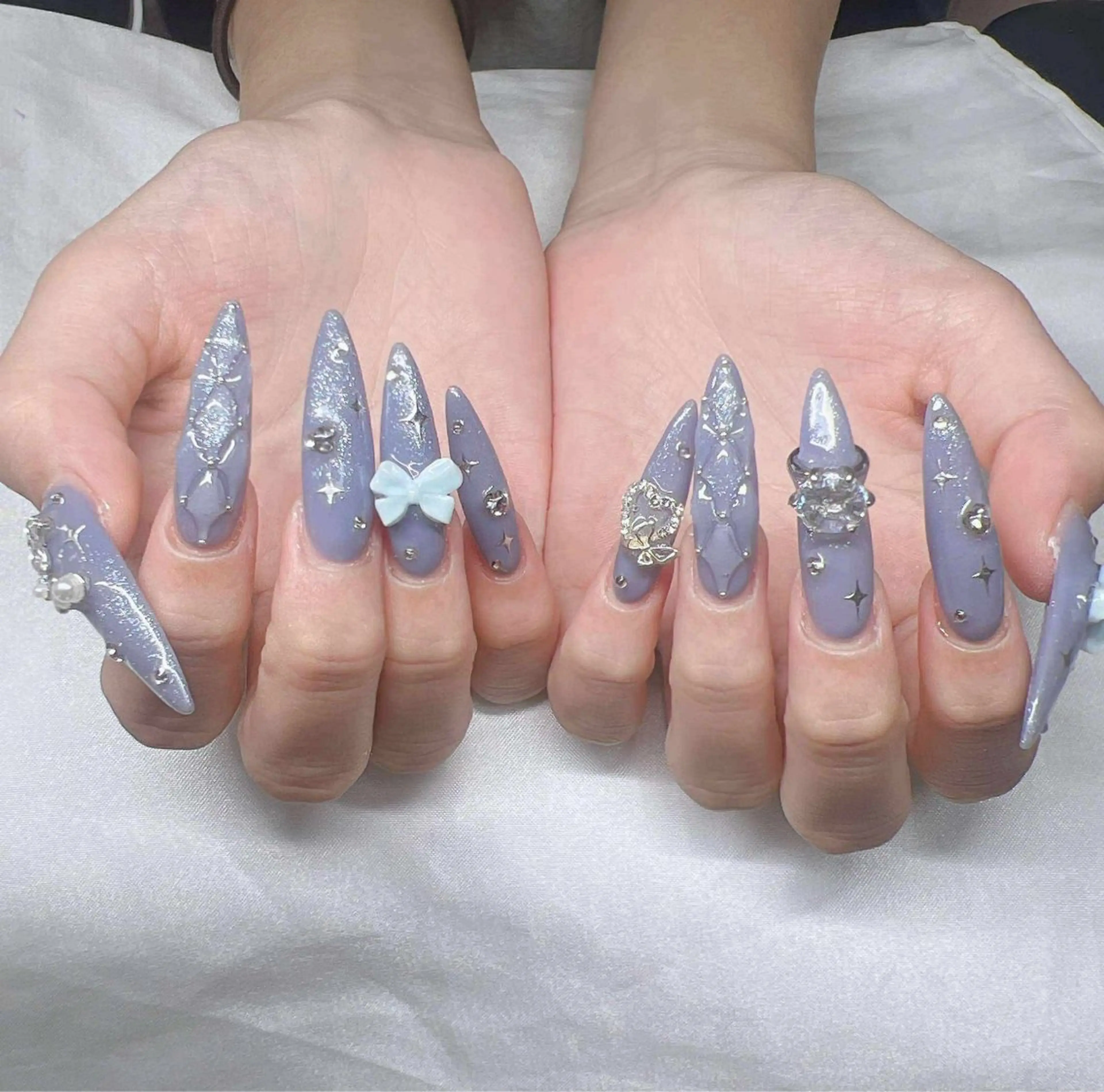 ネイル 長さ出し グラデーション 卒業式 キラキラネイル マグネットネイル ハンドネイル Lee Nailsのネイルデザイン