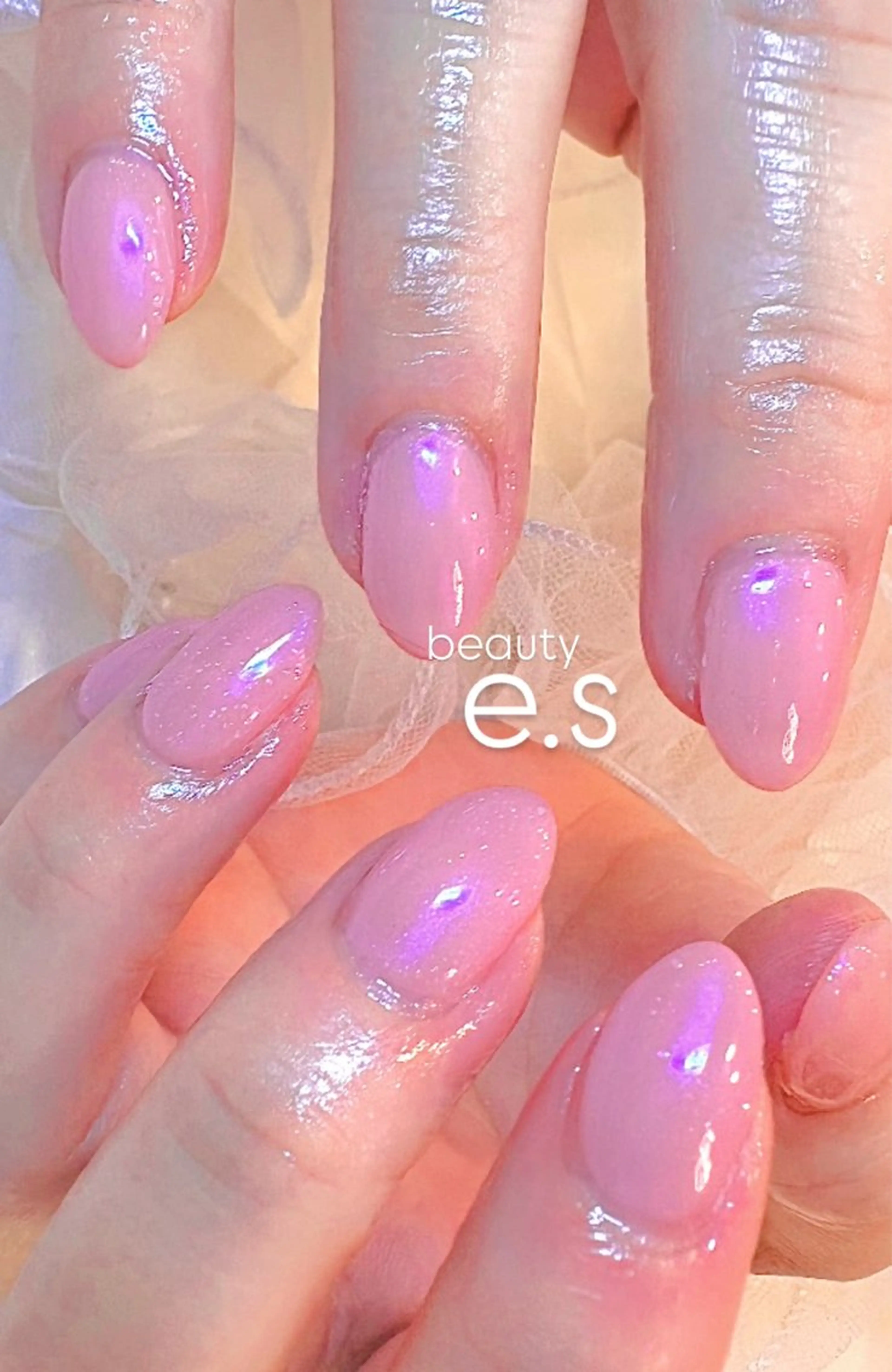 ネイル オーロラネイル ピンク nail e.sのネイルデザイン