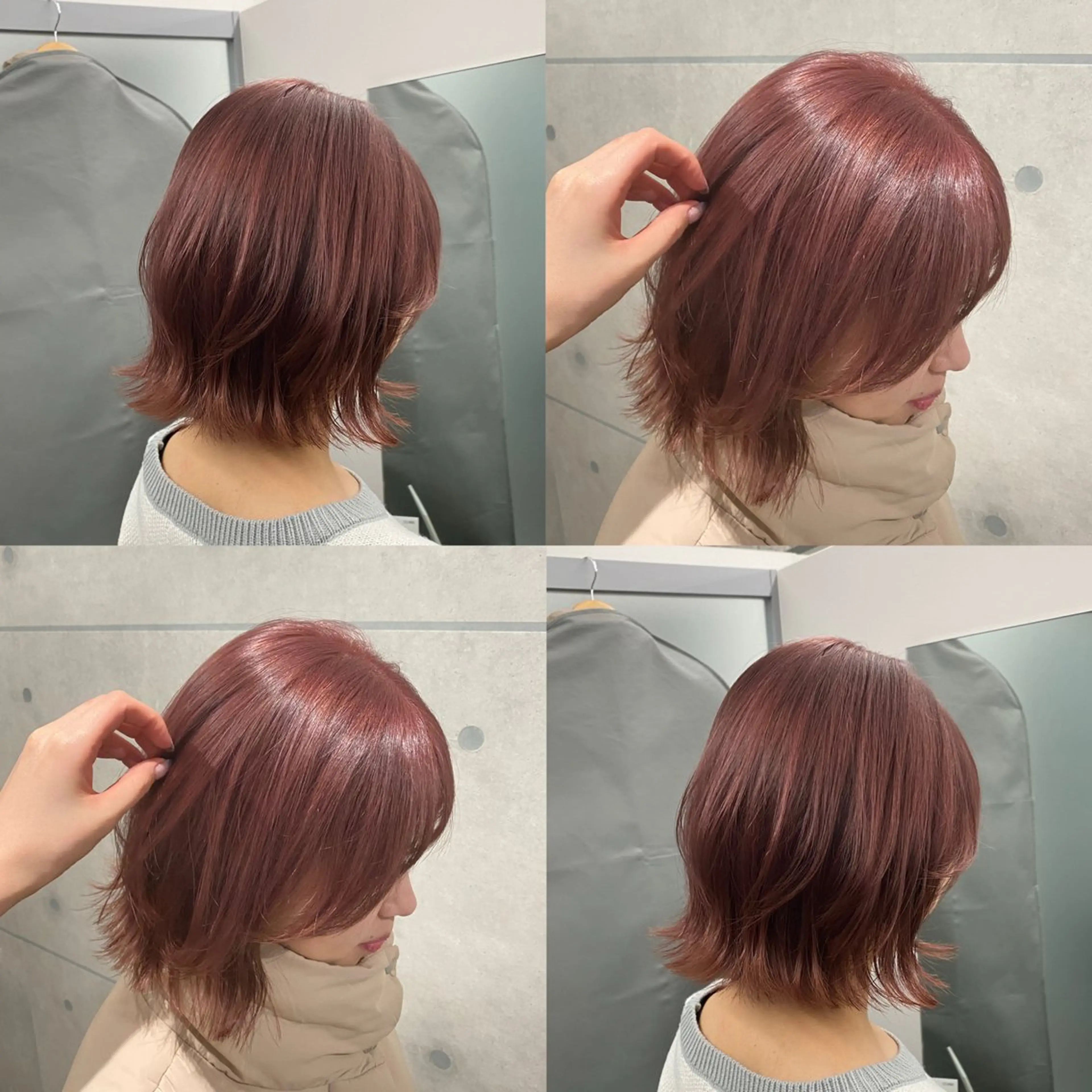 ショート カラー ブリーチ ピンクカラー くびれヘア 韓国風ヘア カット ヘアカラー トリートメント 江坂トレンド韓国風 髪質改善shinoのヘアスタイル