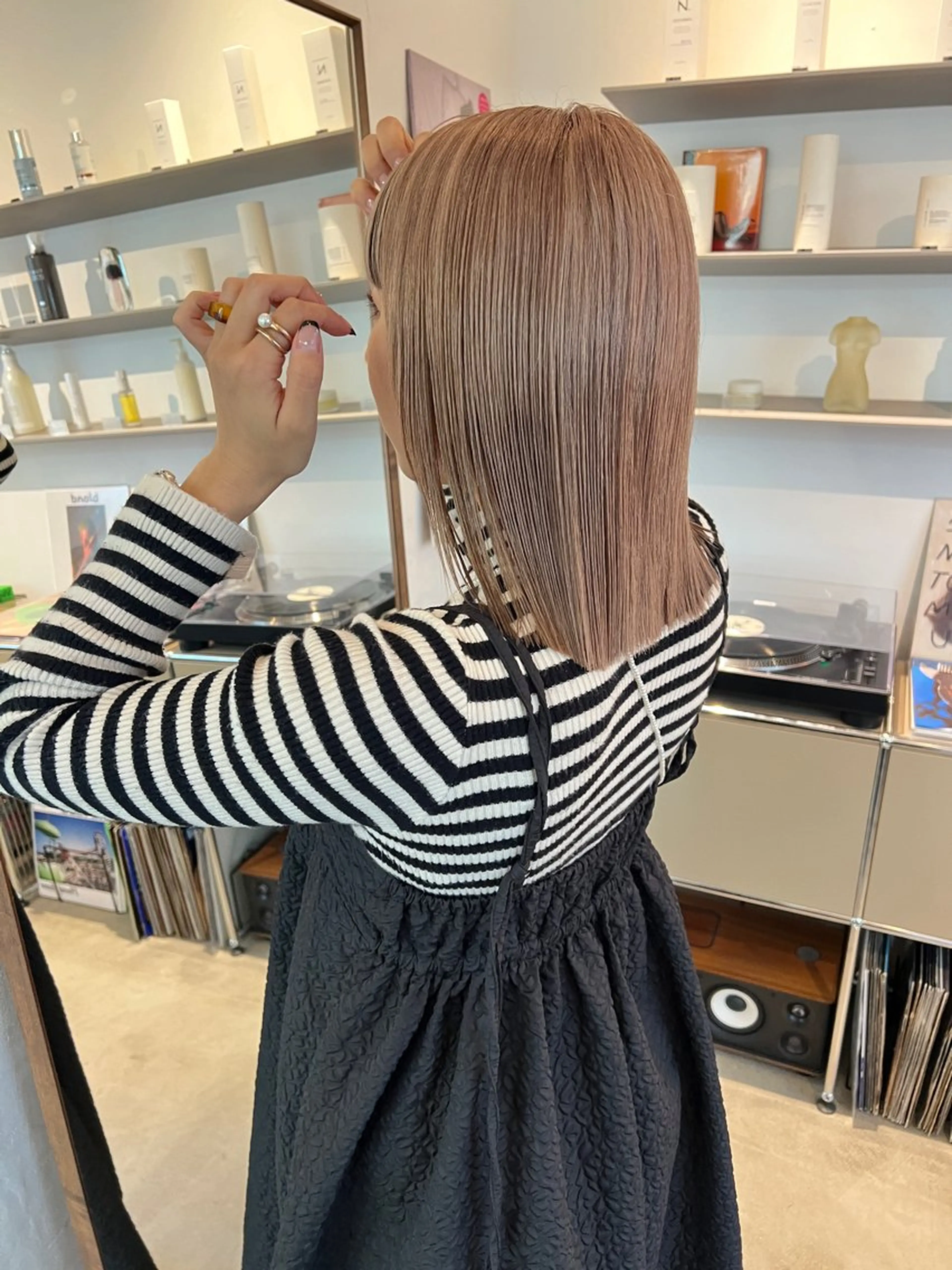 ミディアム カラー ベージュカラー HITOMI 福岡パーマのヘアスタイル