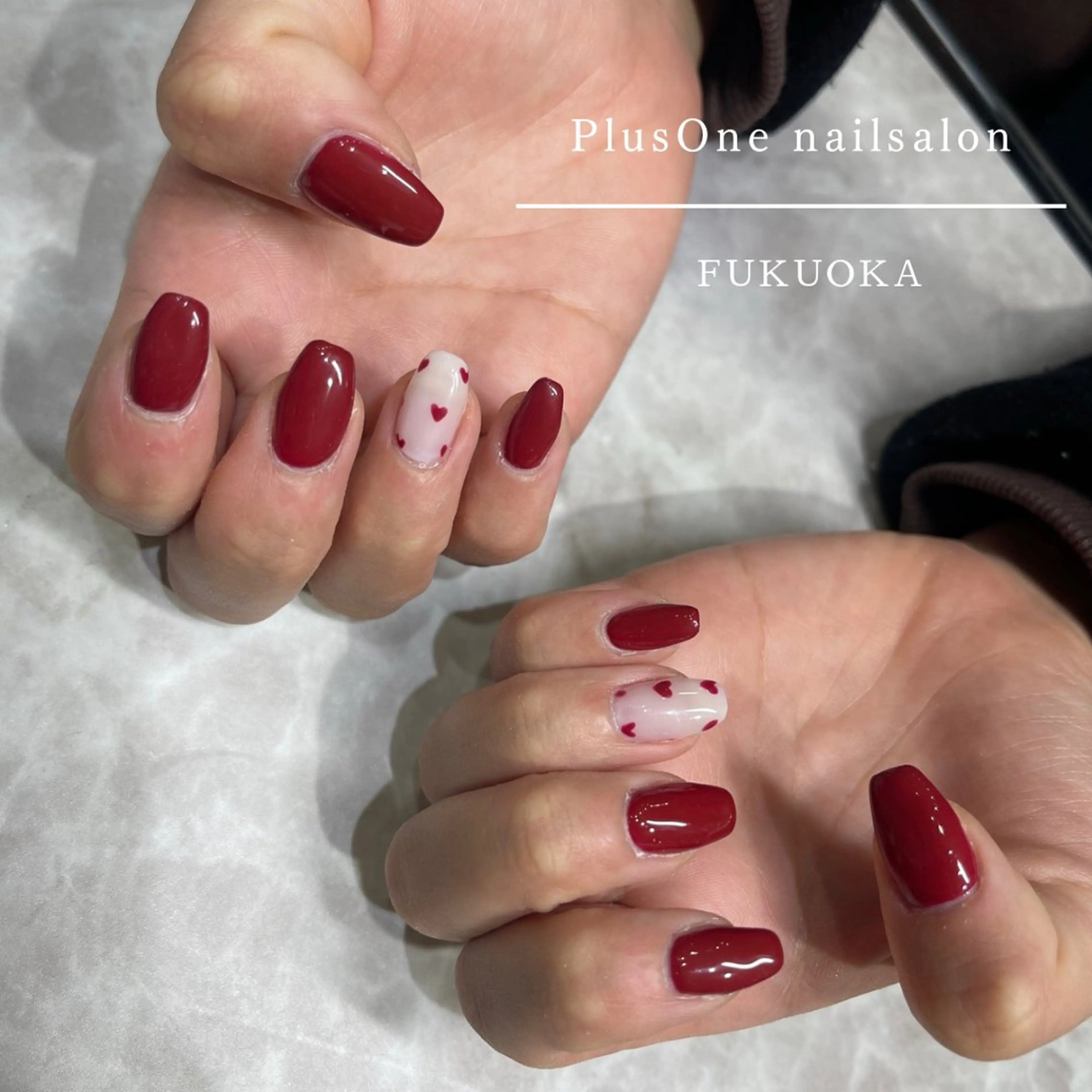 ネイル アートネイル ジェルネイル ハート 赤色 ハンドネイル PlusOnenailsalon所属・粕屋ネイル＆耳つぼ 🫧Natsumiのネイルデザイン