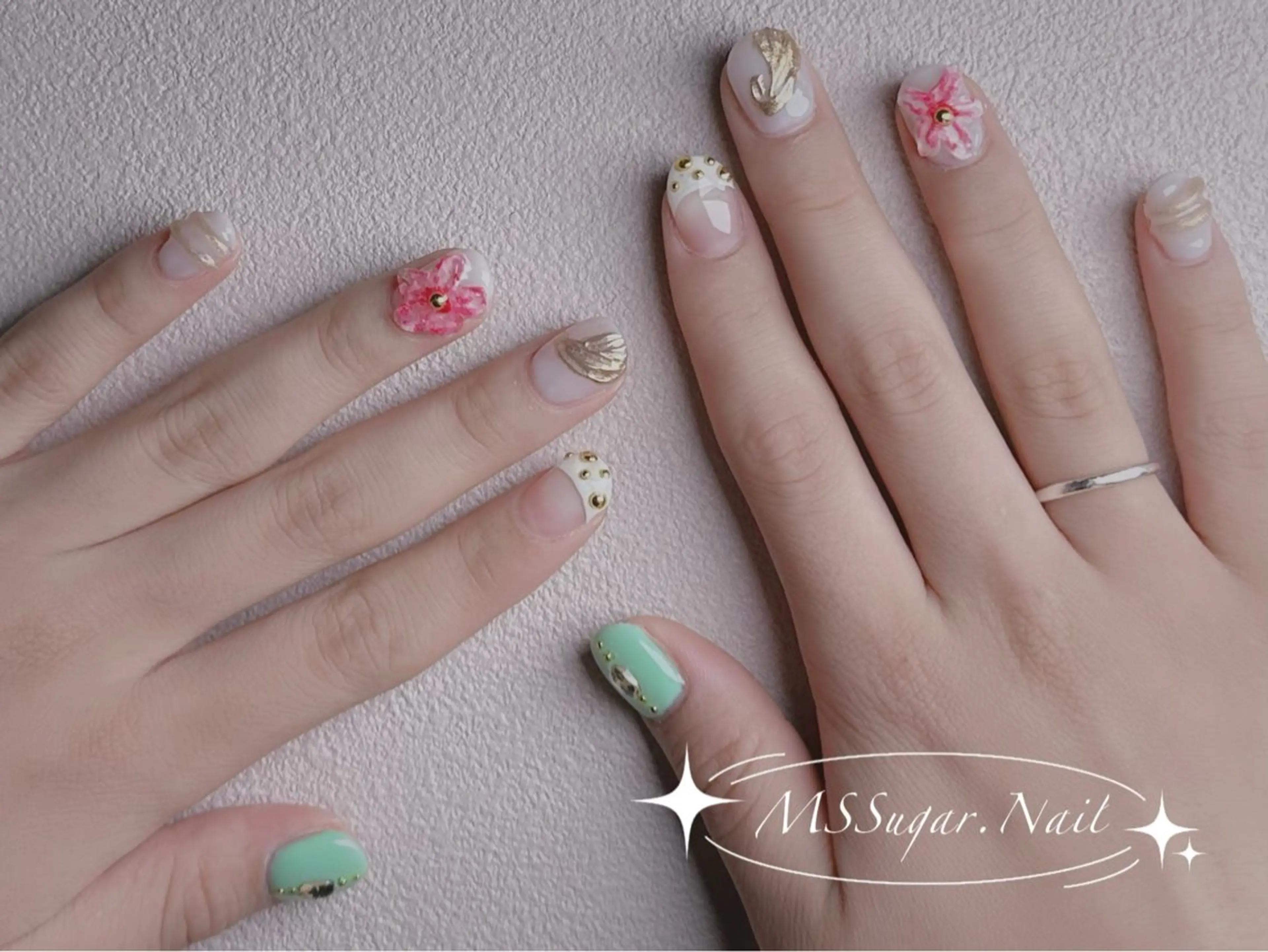 ネイル ロングネイル マグネットネイル スカルプネイル ネイルチップ ワンホンネイル ハンドネイル MSSugar Nailのネイルデザイン