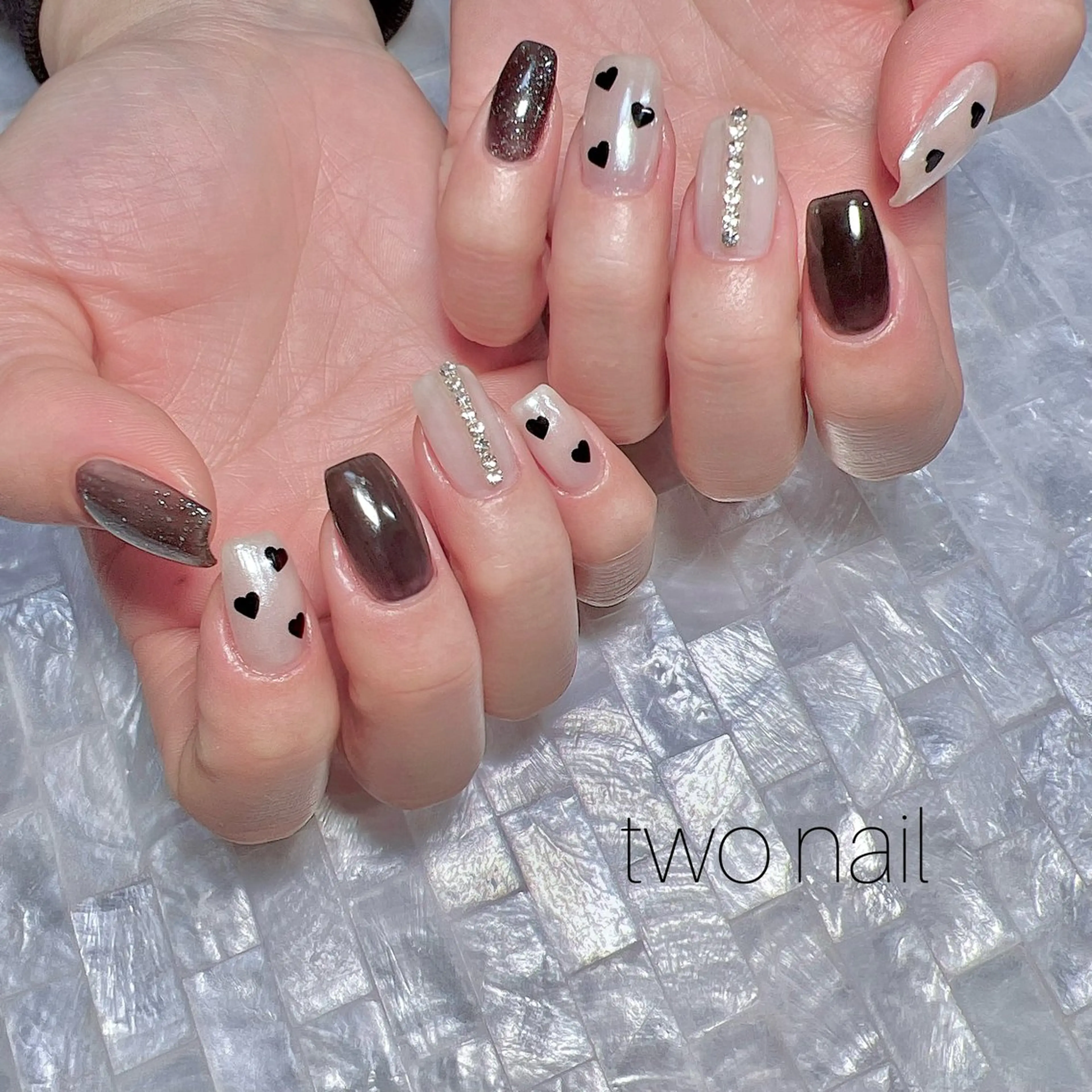 ネイル アートネイル ネイルチップ ホワイト ハンドネイル two nailのネイルデザイン