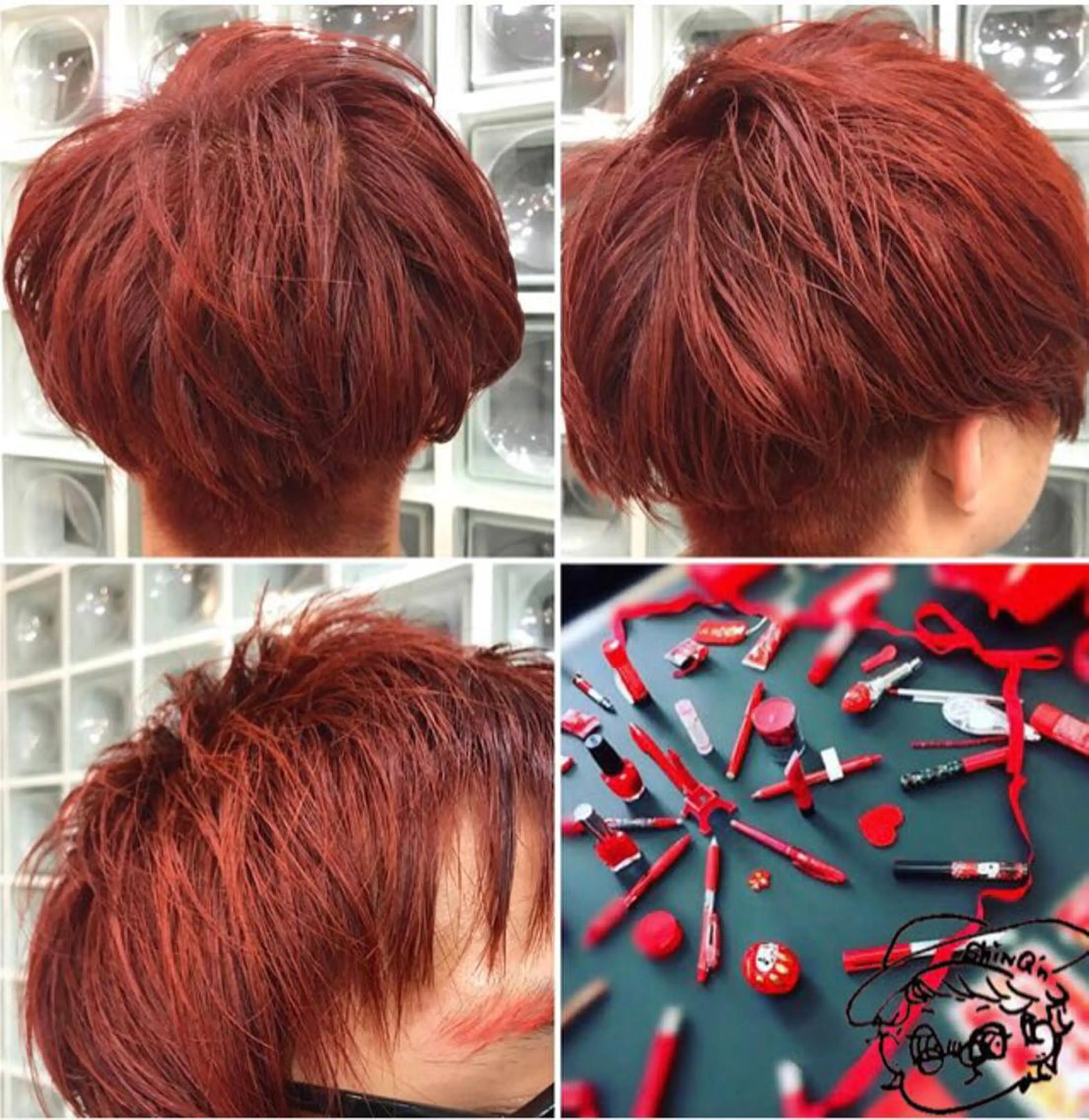 ショート カラー メンズ メンズブリーチ マッシュ 刈り上げ ブリーチ レッドカラー ヘアカラー トリートメント "PEPPU "所属・🌈推し色派手髪 ハイトーンShinのヘアスタイル