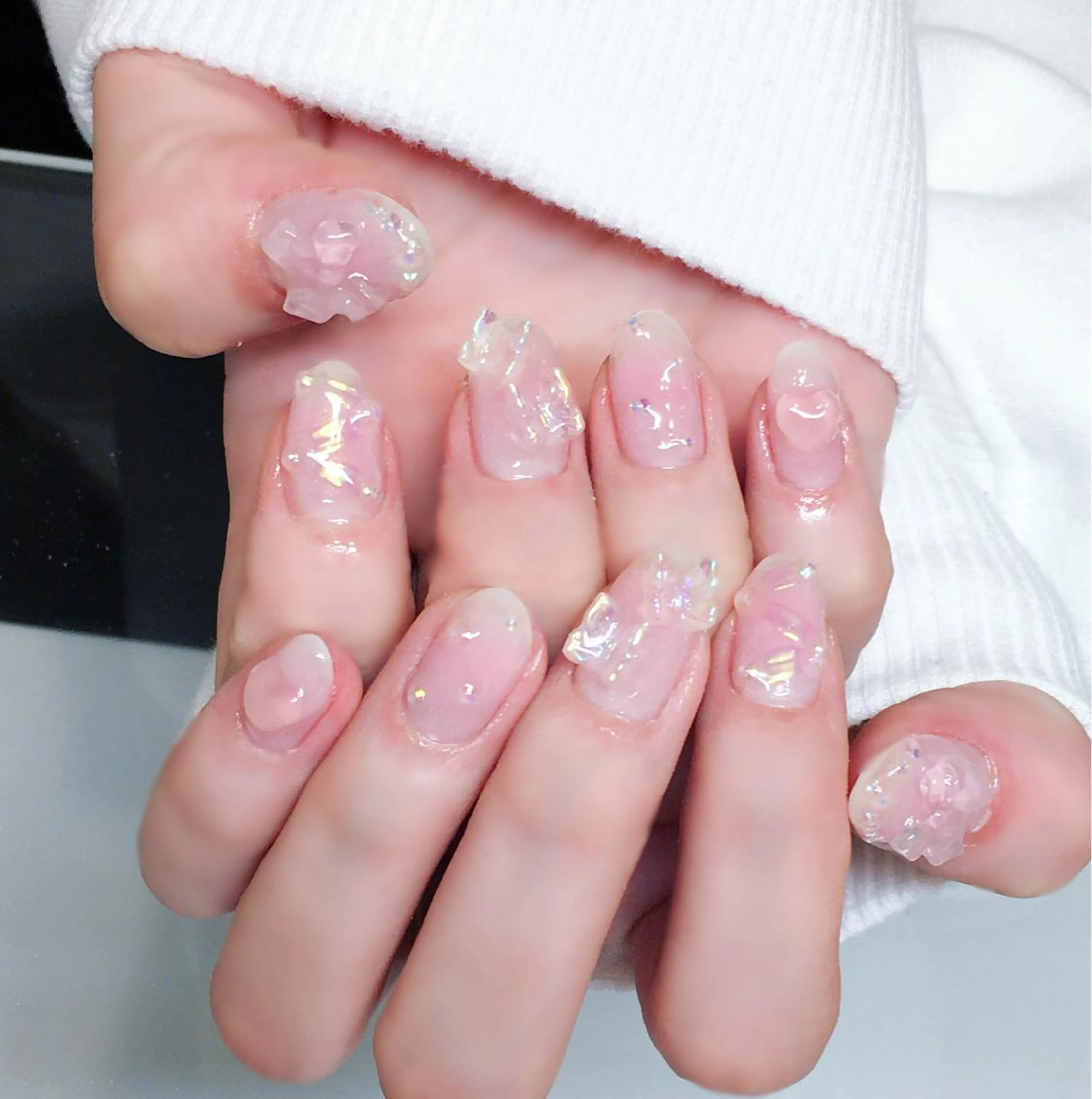 ネイル チークネイル ジェルネイル ワンホンネイル 冬ネイル Nyanco Nailのネイルデザイン