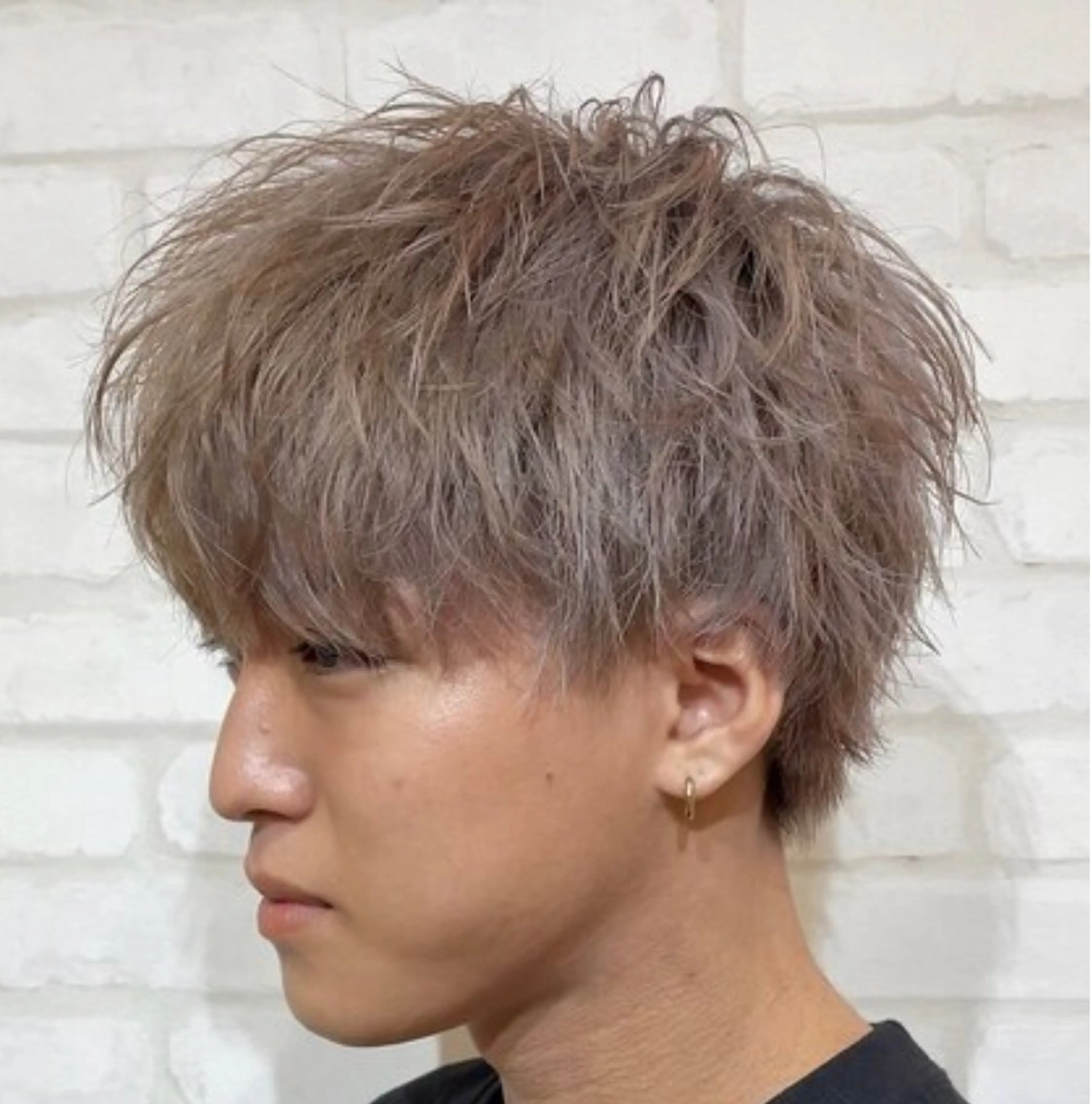 ショート カラー メンズ メンズブリーチ ベージュカラー ブリーチ ミルクティーベージュ メンズパーマ特化💈 髙木颯太💈のヘアスタイル