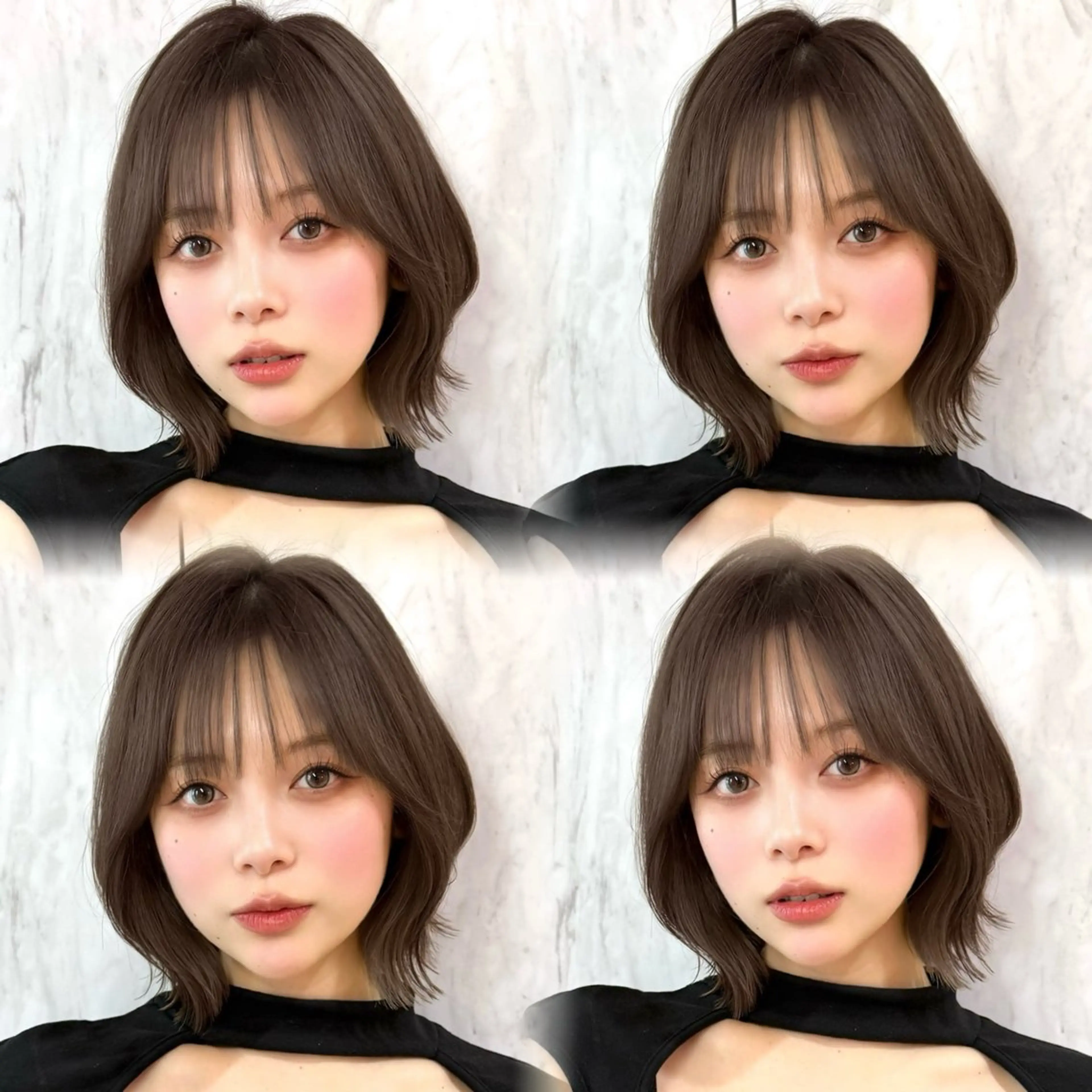 ミディアム カラー ヘアアレンジ ボブレイヤー 透明感カラー ボブ 韓国風ヘア レイヤーカット 韓国ボブ/髪質改善 /新宿/Rumiのヘアスタイル