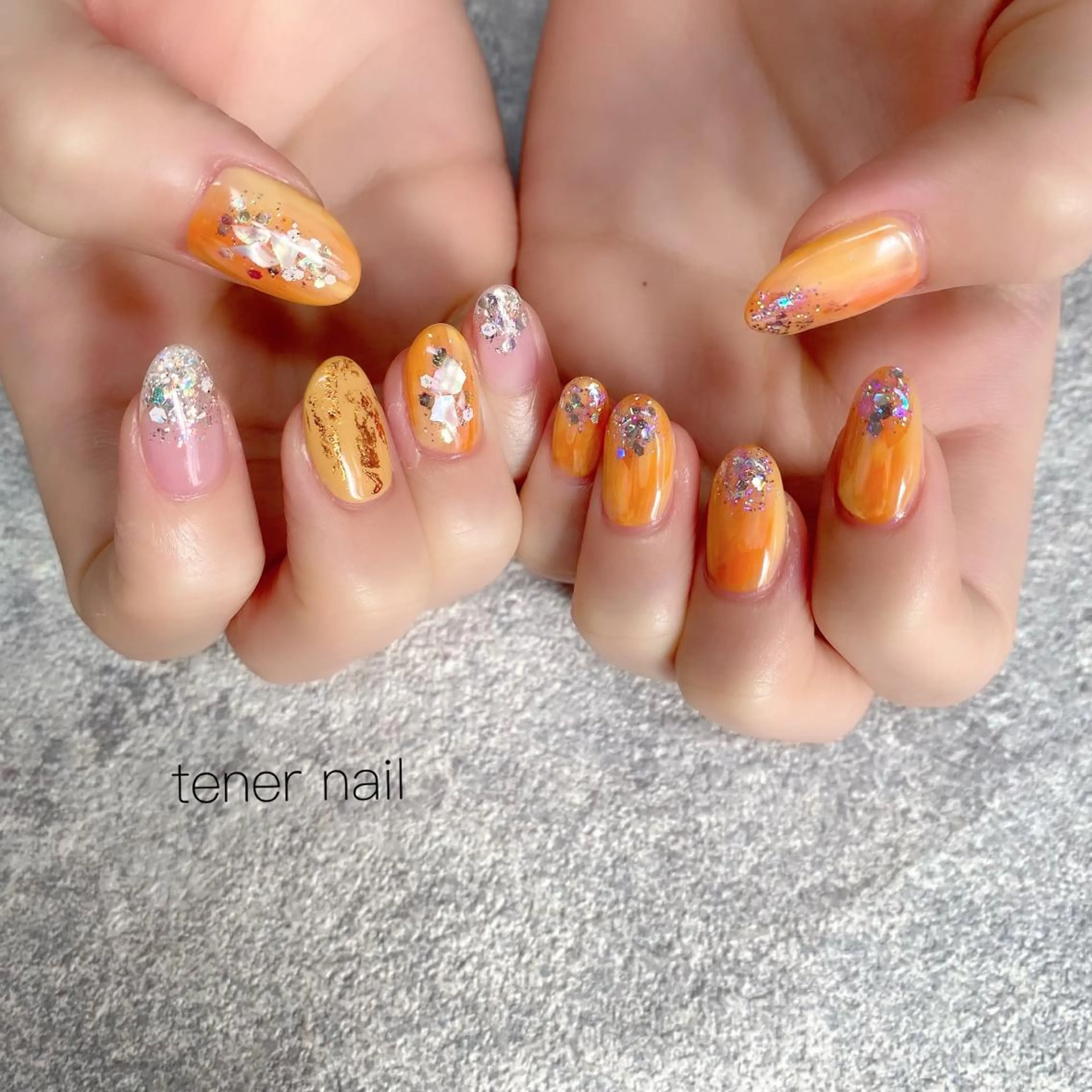 ネイル ニュアンスネイル オレンジ tener  nail  テネルネイル所属・テネルネイル tener nailのネイルデザイン