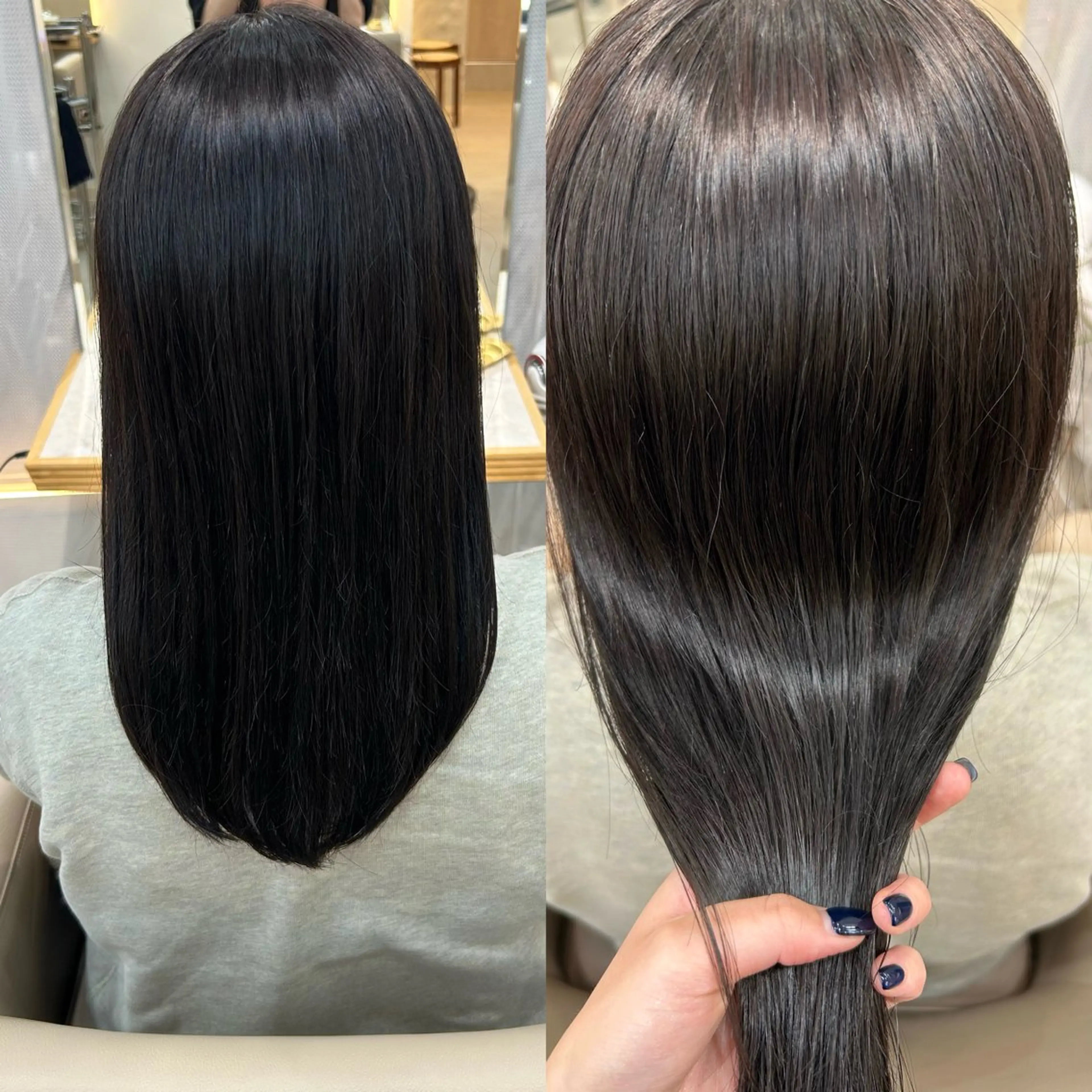 セミロング カラー カット ヘアカラー トリートメント ヘッドスパ まとまるボブ/ 顔まわりレイヤーのヘアスタイル