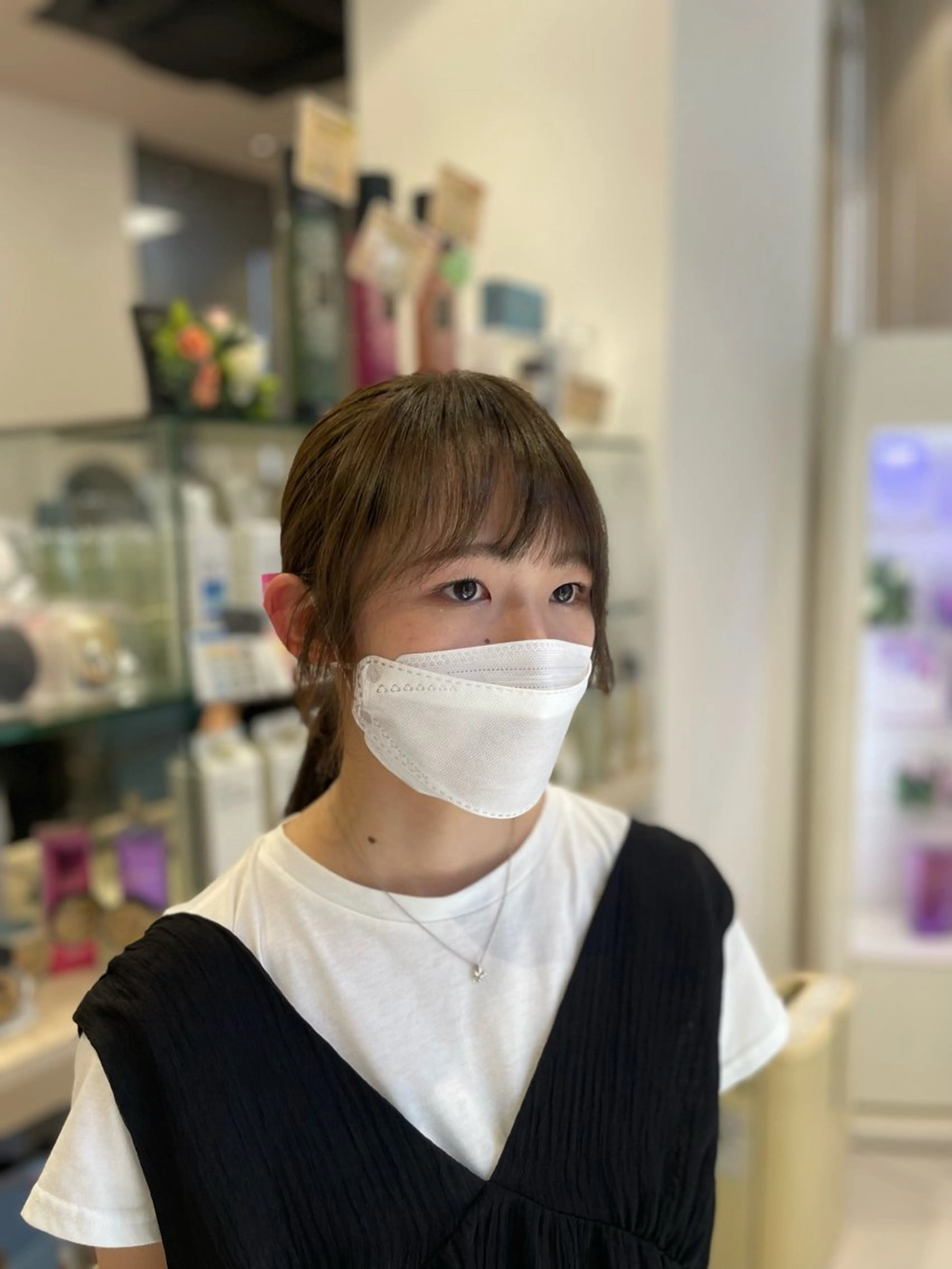 ミディアム カラー パーマ ミディアムパーマ ベージュカラー オリーブベージュ ヘアカラー パーマ クロスパーマ/うる艶 カラー/Kurumiのヘアスタイル