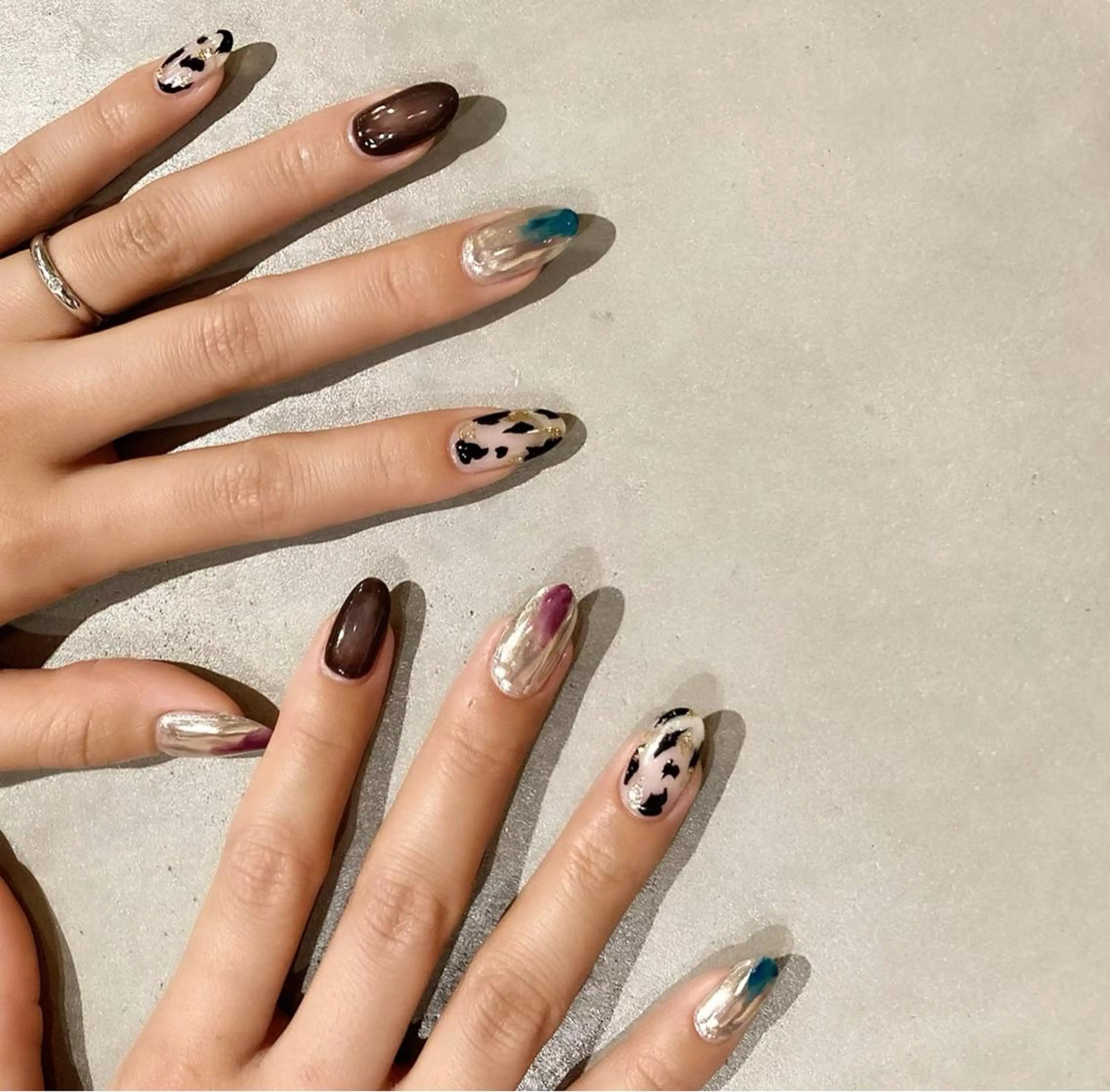 ネイル アートネイル 長さ出し ジェルネイル マットネイル ミラーネイル ハンドネイル nail salon Soeurのネイルデザイン