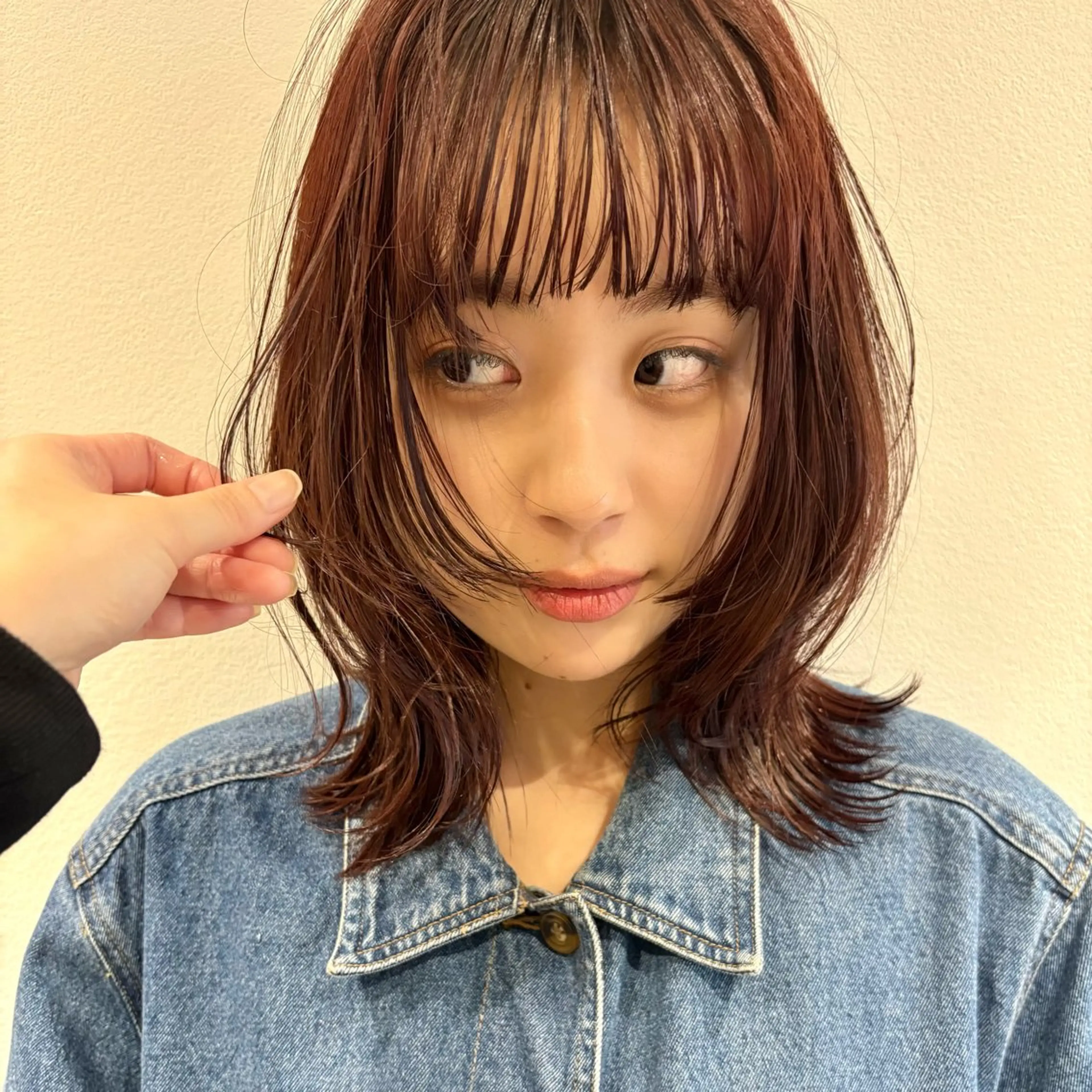 ミディアム カラー カット ヘアカラー トリートメント 🍊暖色×顔周り 🍊cocoroのヘアスタイル