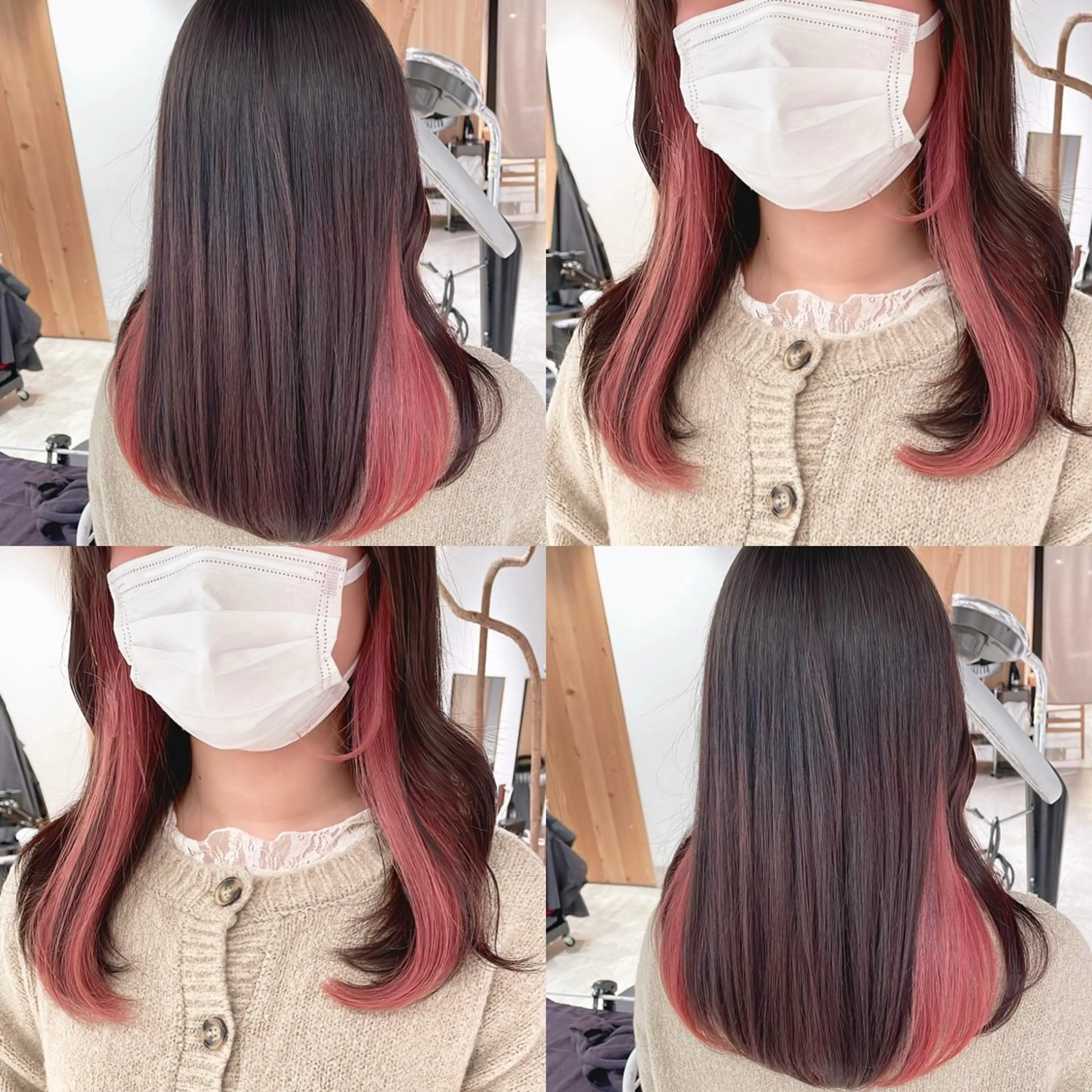 カラー イヤリングカラー ピンクカラー ヘアカラー トリートメント 渋谷:インナーカラー ／🍒エリカ🍒のヘアスタイル