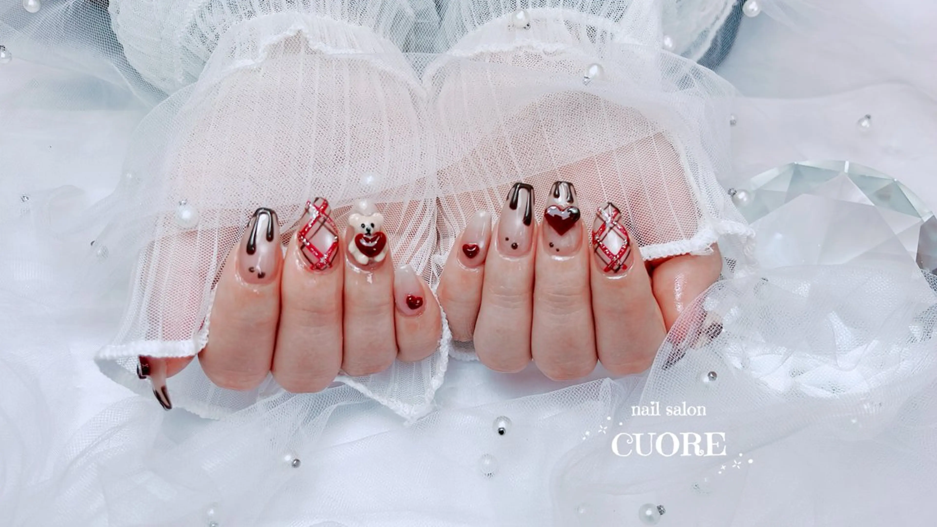 ネイル ハート バレンタイン ホワイト ハンドネイル CUORE____nail所属・nail salon CUOREのネイルデザイン