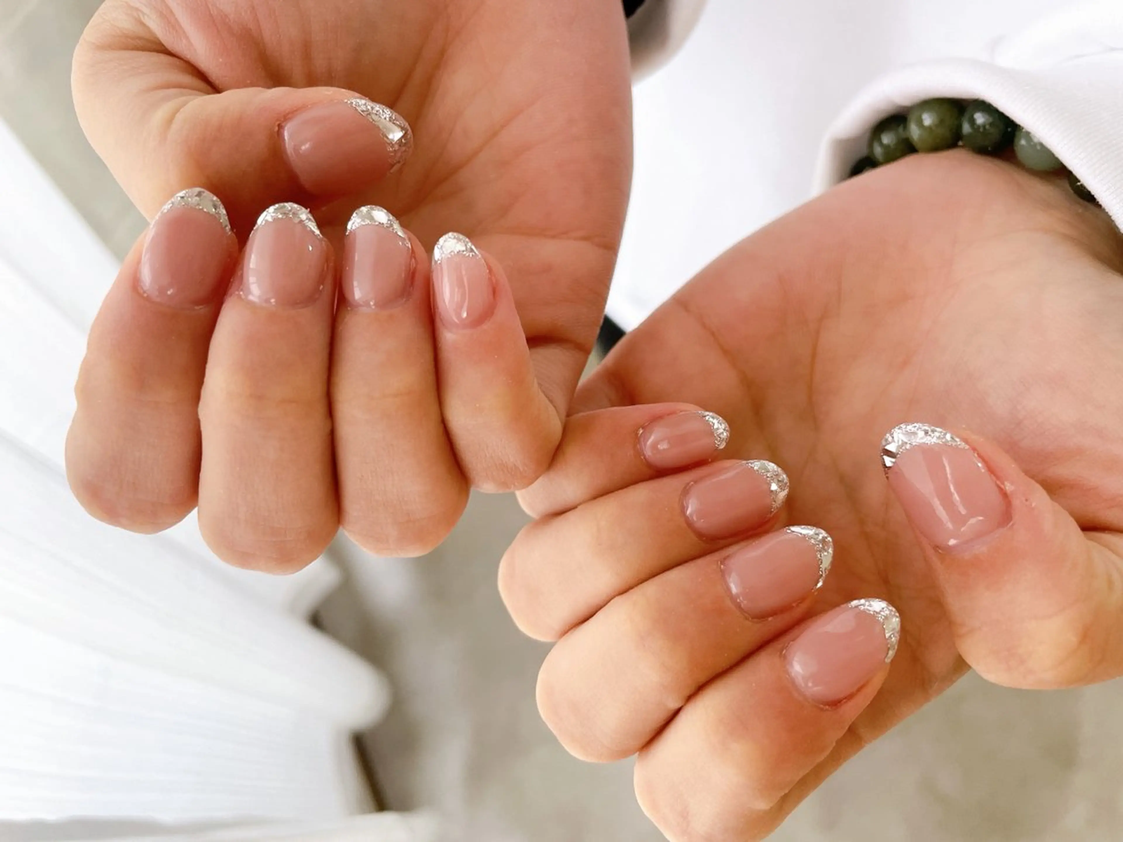 ネイル フレンチネイル ジェルネイル ガラスフレンチ 韓国ネイル パラジェル kikinail 溝の口のネイルデザイン