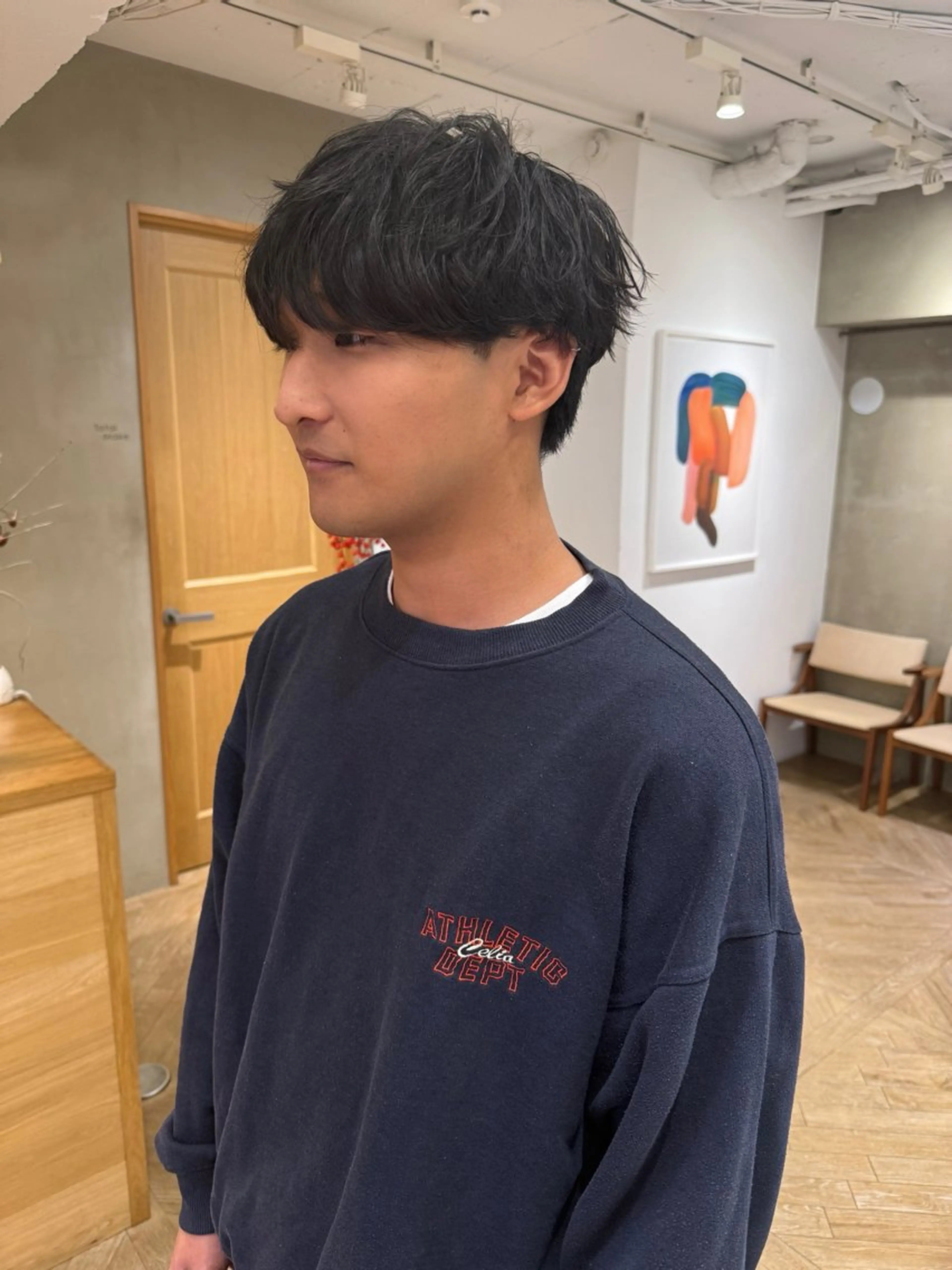 ミディアム パーマ メンズ カット パーマ トリートメント メンズカット 田形清流のヘアスタイル