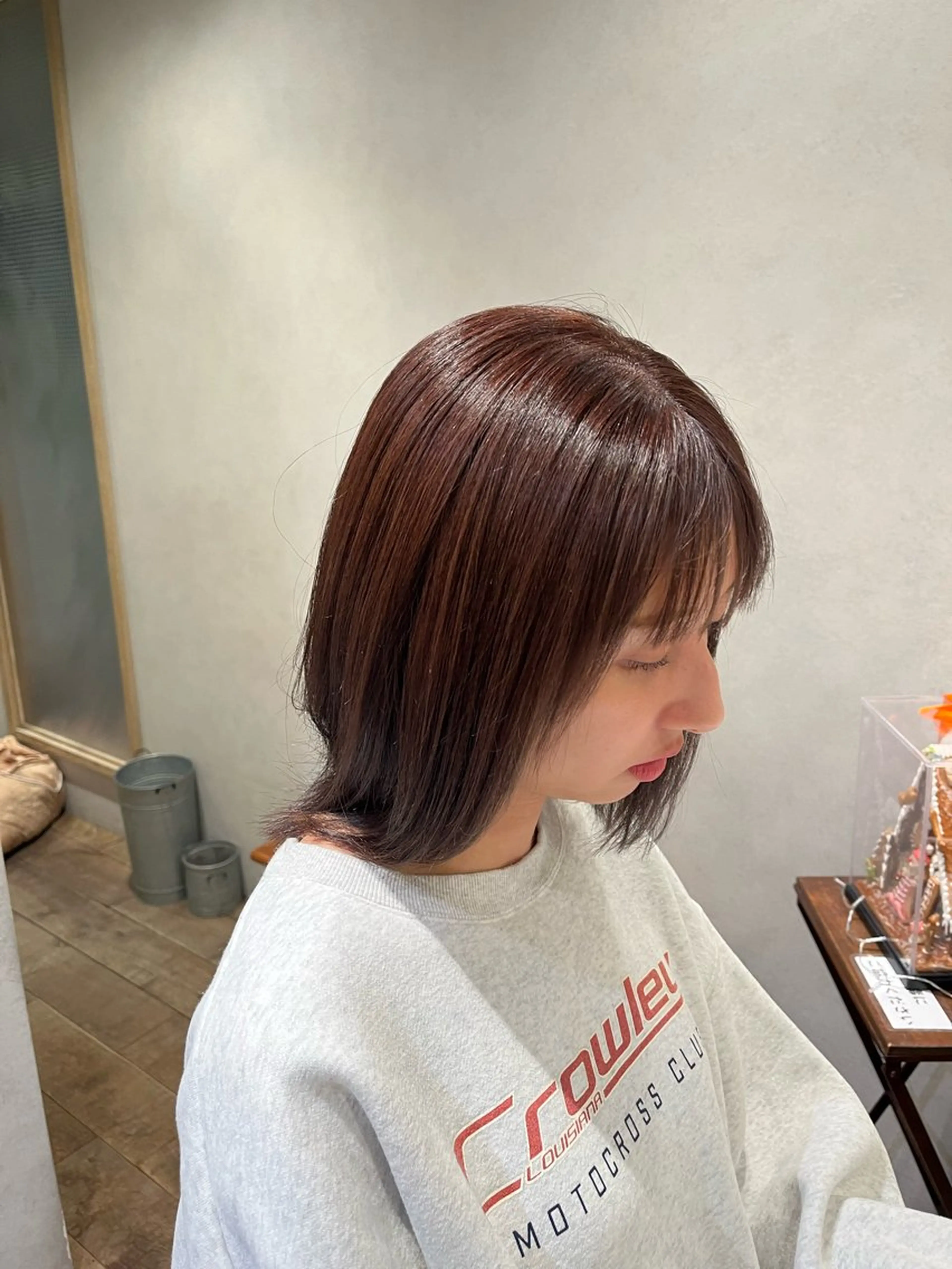 ミディアム カラー パーマ ミディアムレイヤー ブラウンカラー レイヤーカット カット ヘアカラー CANAAN hair salon 表参道店所属・🌿‬ナチュラルヘア /パーマ/蒼真🍃のヘアスタイル