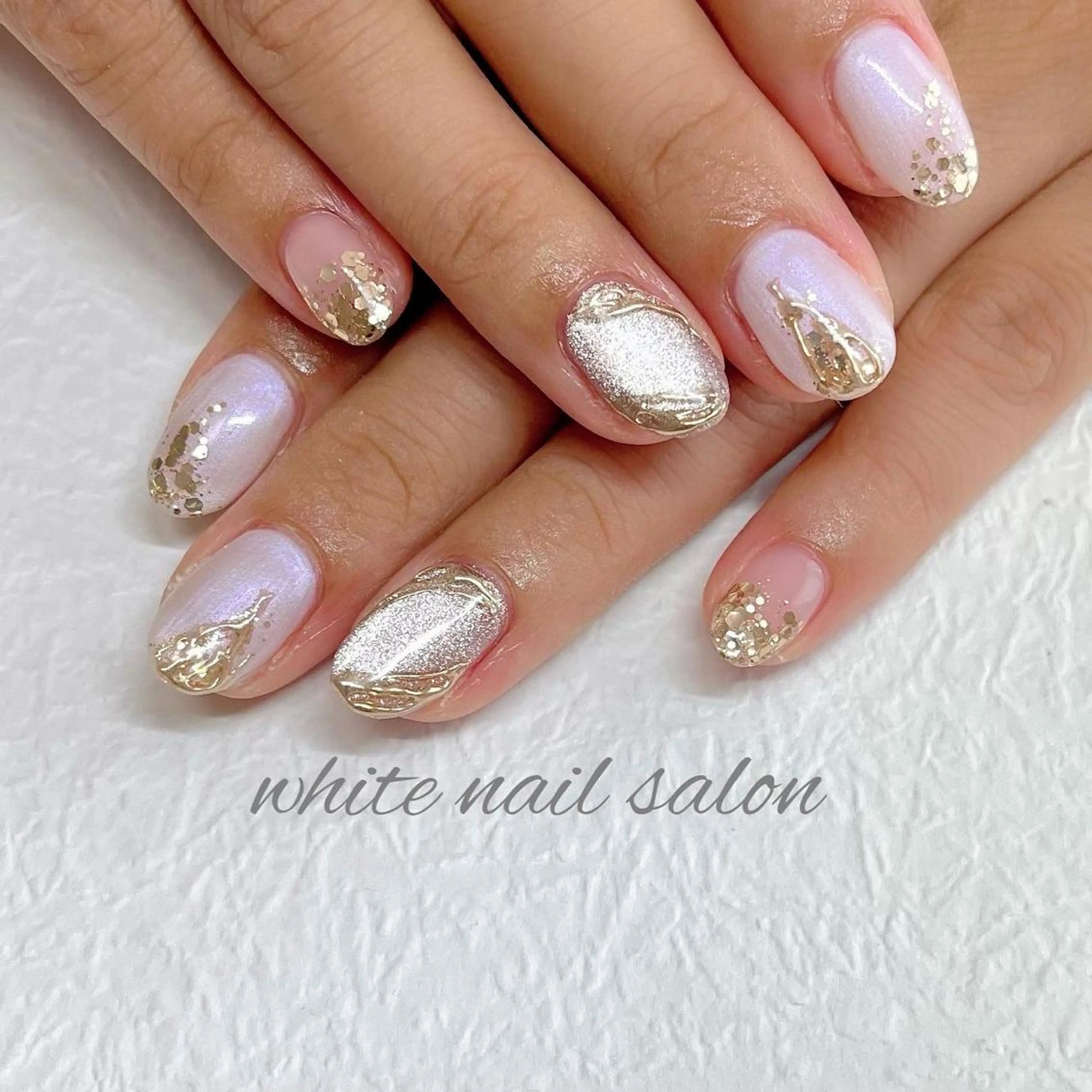 ネイル フットネイル ジェルネイル ハードジェル ラメ(グリッター) 持ち込み ハンドネイル white nail salonのネイルデザイン