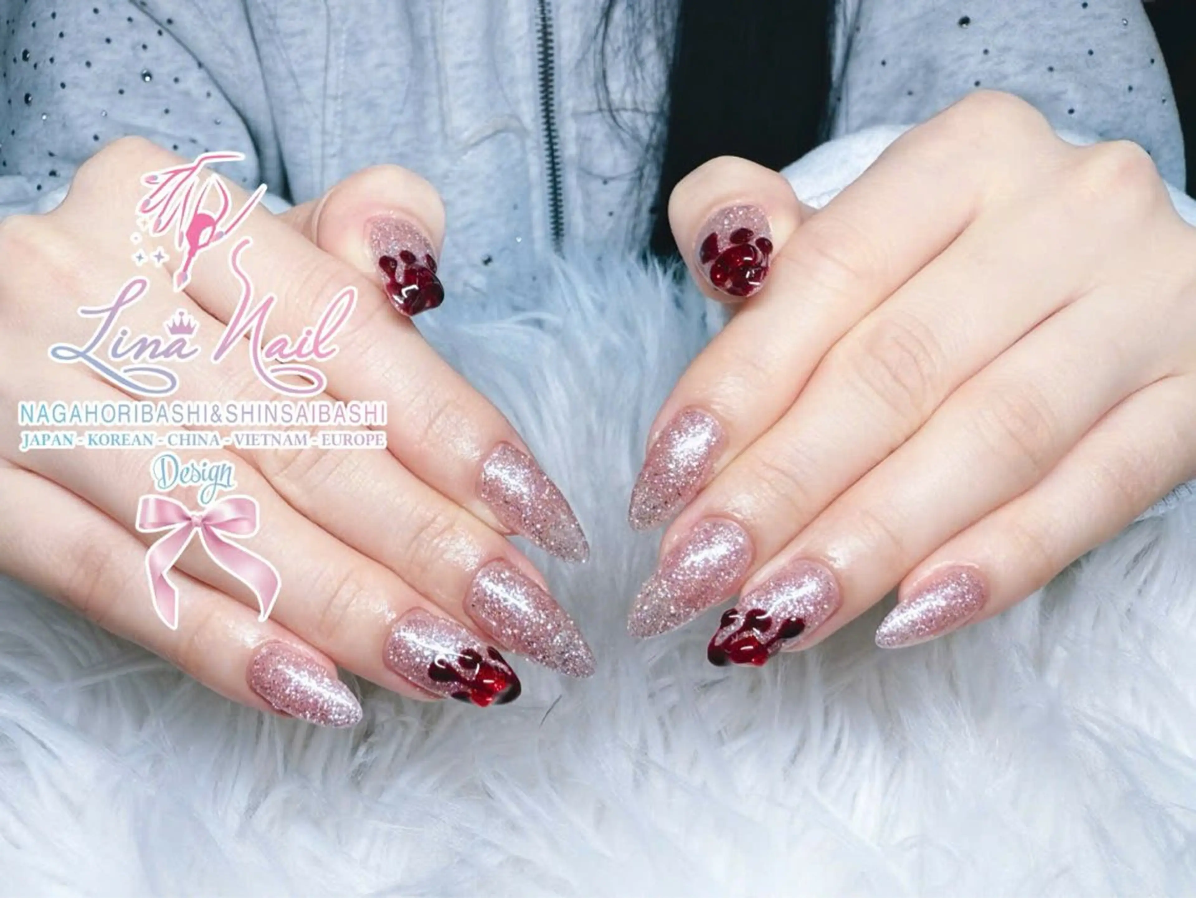 ネイル チークネイル 桜ネイル フラッシュネイル フットネイル ジェルネイル ハンドネイル 79LINA NAIL 心斎橋店所属・リナネイル アメ村心斎橋店のネイルデザイン