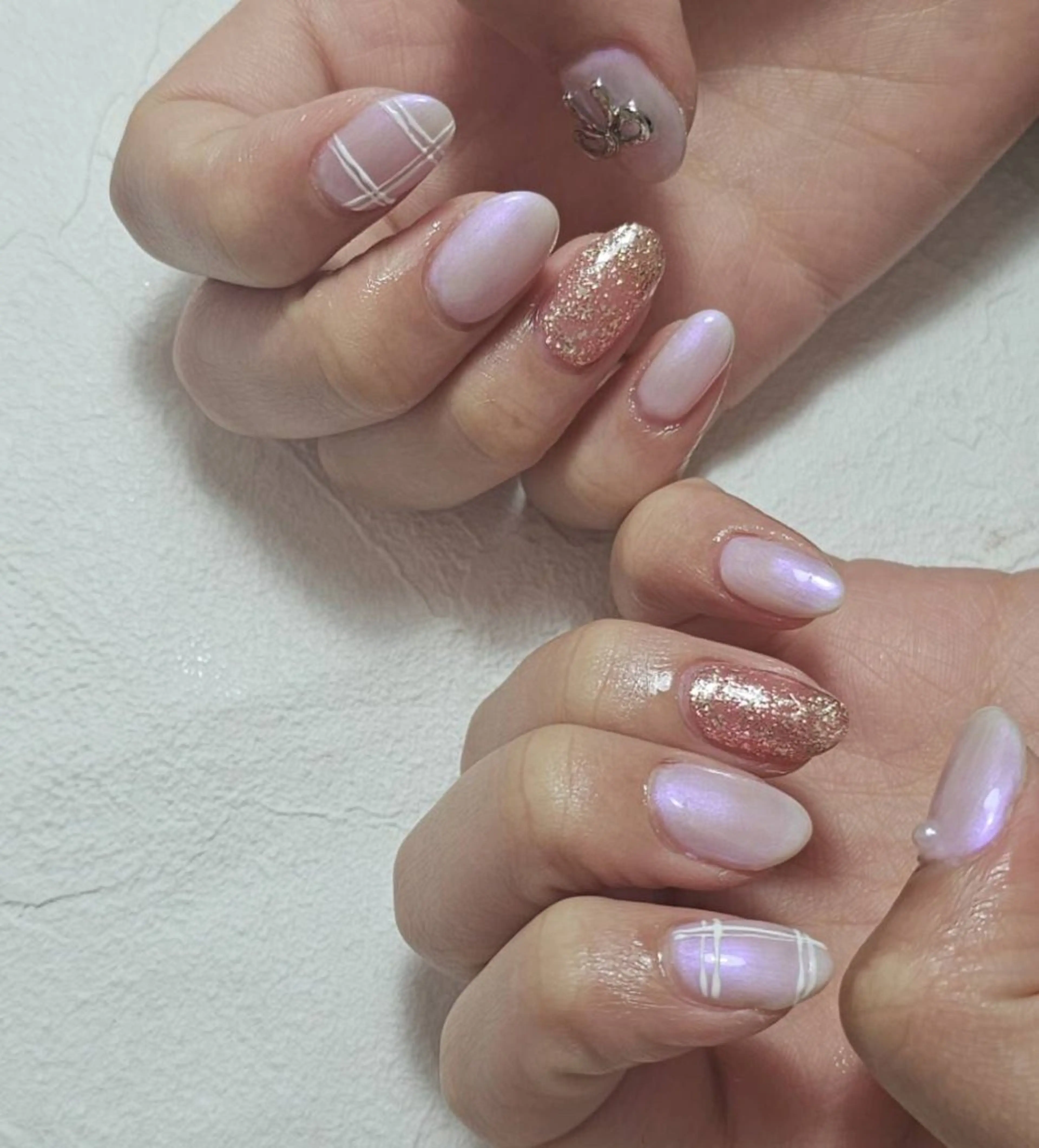 ネイル オーロラネイル フットネイル フレンチネイル ジェルネイル 韓国ネイル ハンドネイル Mogu nail 二子玉川のネイルデザイン