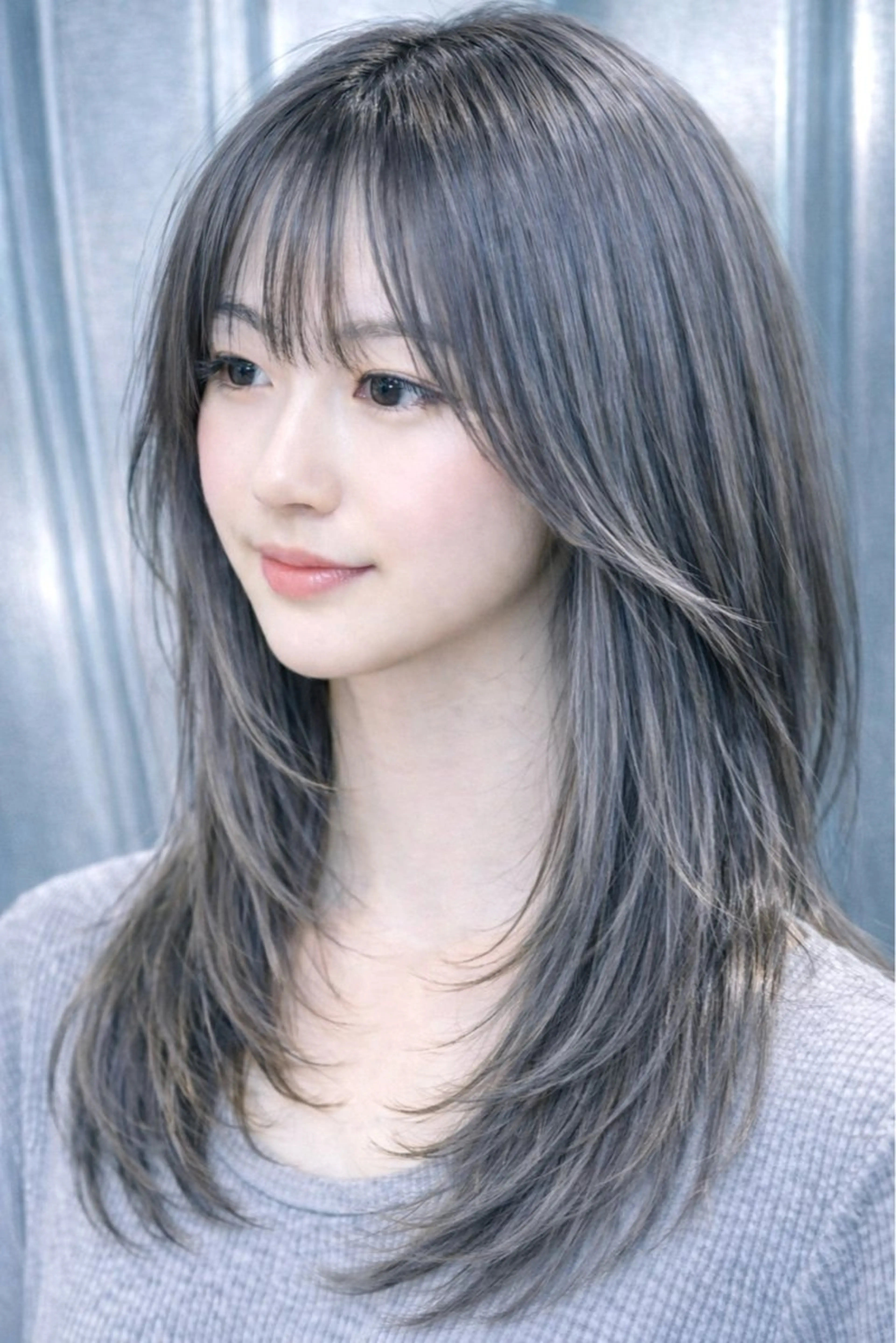 ミディアム ヘアカラー トリートメント 韓国風レイヤー/ 艶カラー竹内貫のヘアスタイル