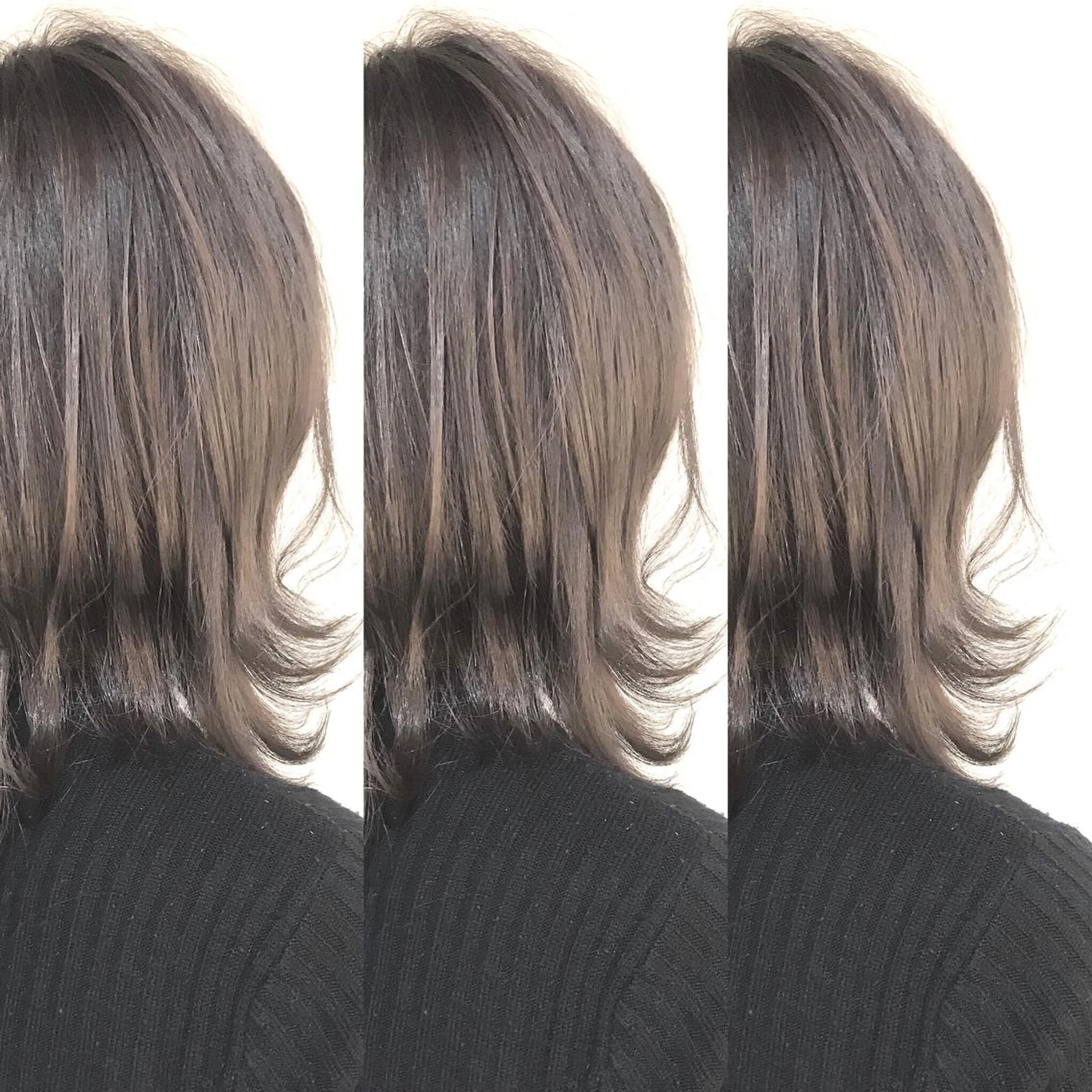 ミディアム カラー グレージュ ハイライトカラー ハイライト 韓国レイヤーカット/ ダブルカラーのヘアスタイル