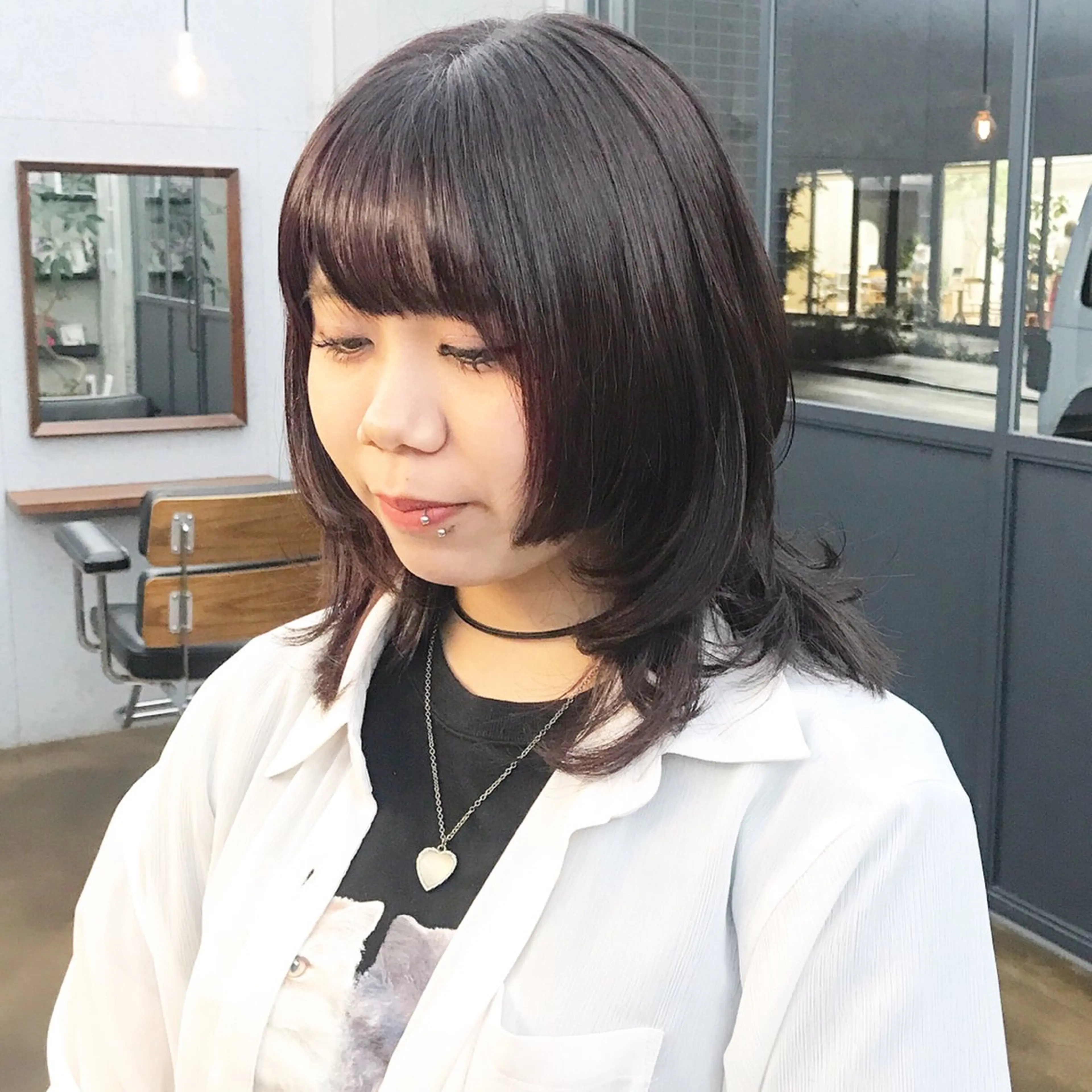 ミディアム カラー ブリーチ ボルドーカラー ケアブリーチ 姫カット ウルフカット カット ヘアカラー トリートメント ヘアセット ✂︎ウルフ・ショート ✂︎MIKUNIのヘアスタイル