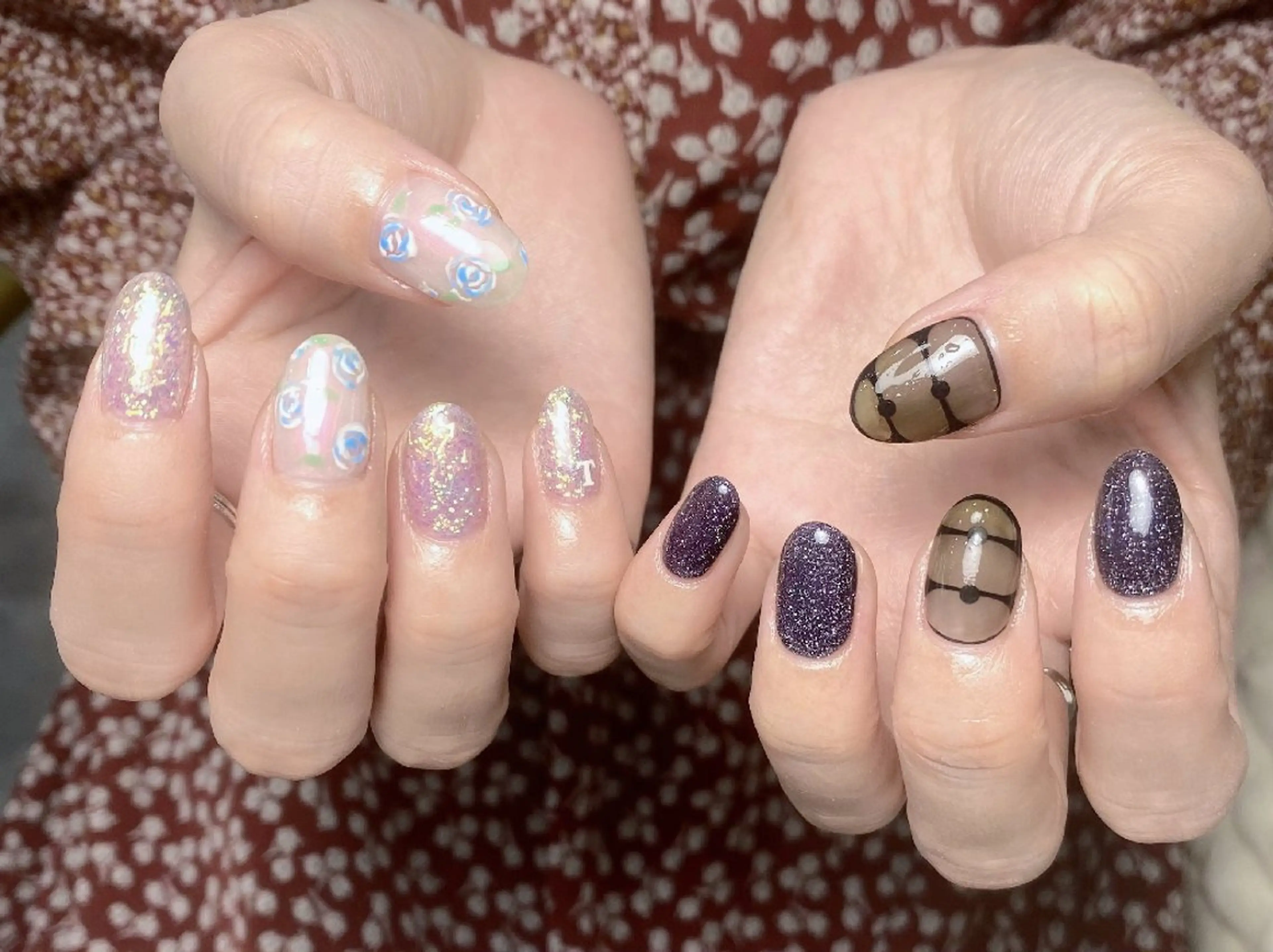 ネイル チークネイル フレンチネイル ジェルネイル ガラスフレンチ キラキラネイル ハンドネイル UM Nail Salonのネイルデザイン