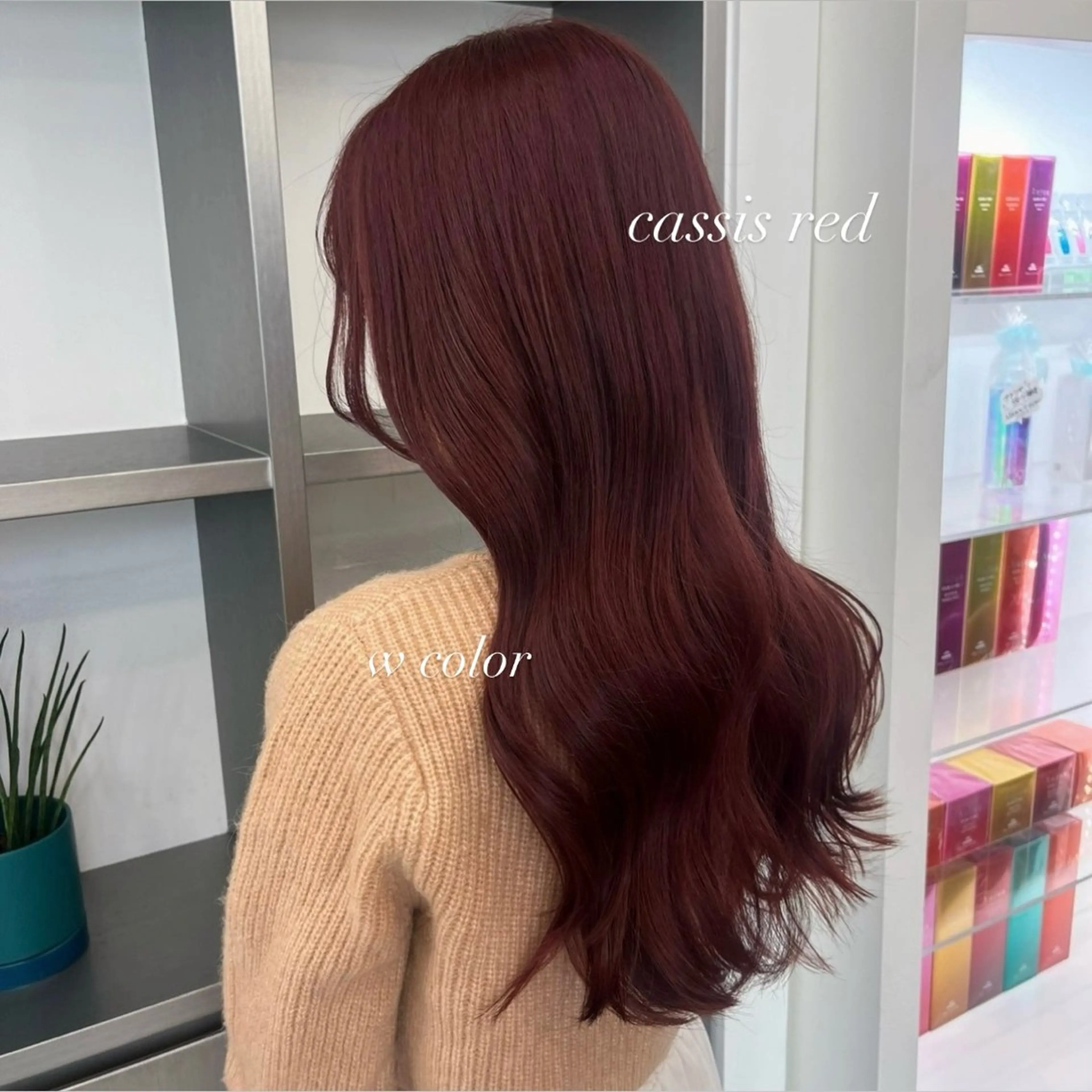 セミロング カラー カシス レッドカラー 🍒暖色✖️レイヤー ／Haruna🍒のヘアスタイル