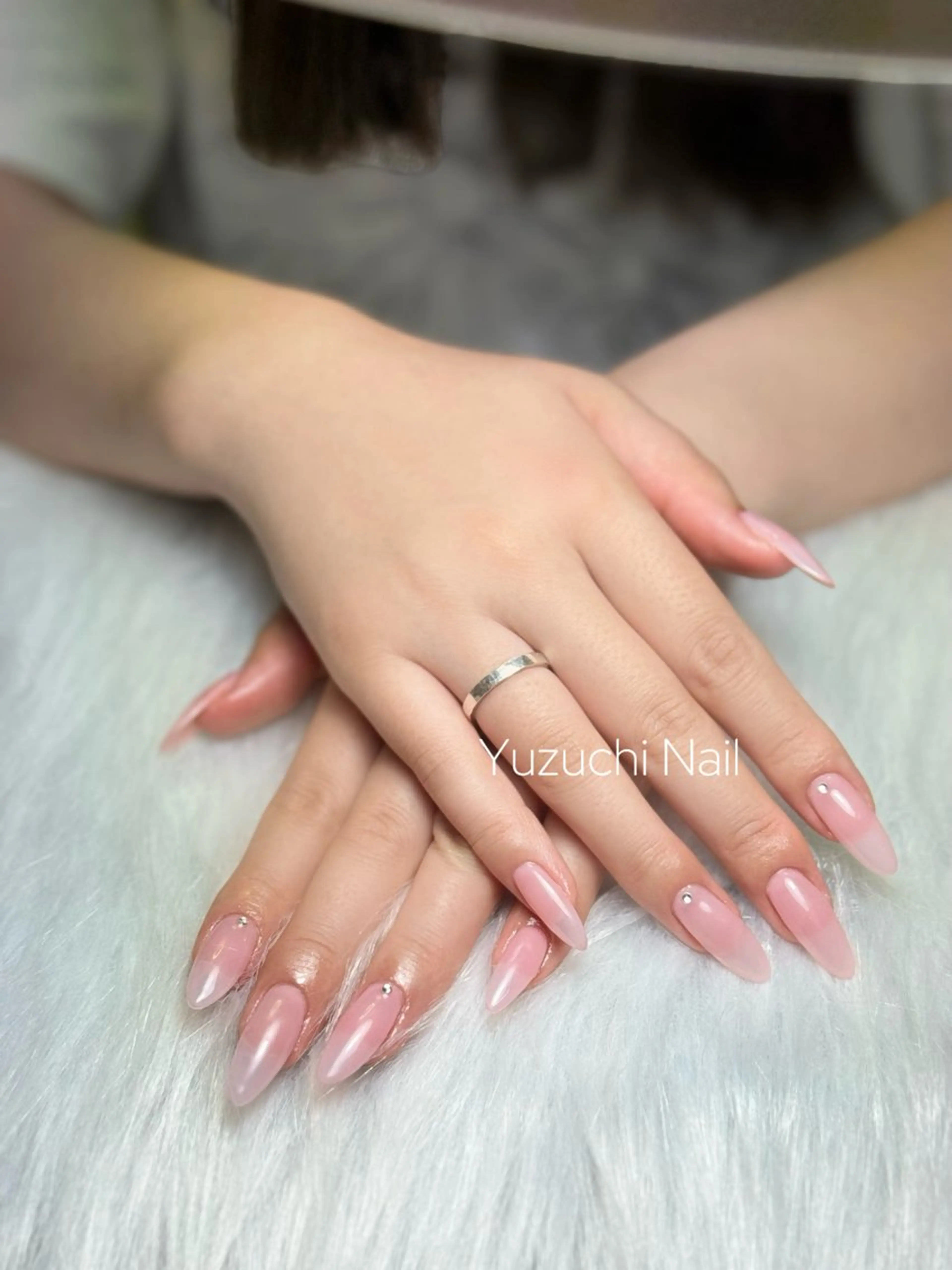 ネイル アートネイル ブルー カジュアル ニュアンスネイル ショートネイル ハンドネイル ハンドケア Yuzuchi Nailのネイルデザイン