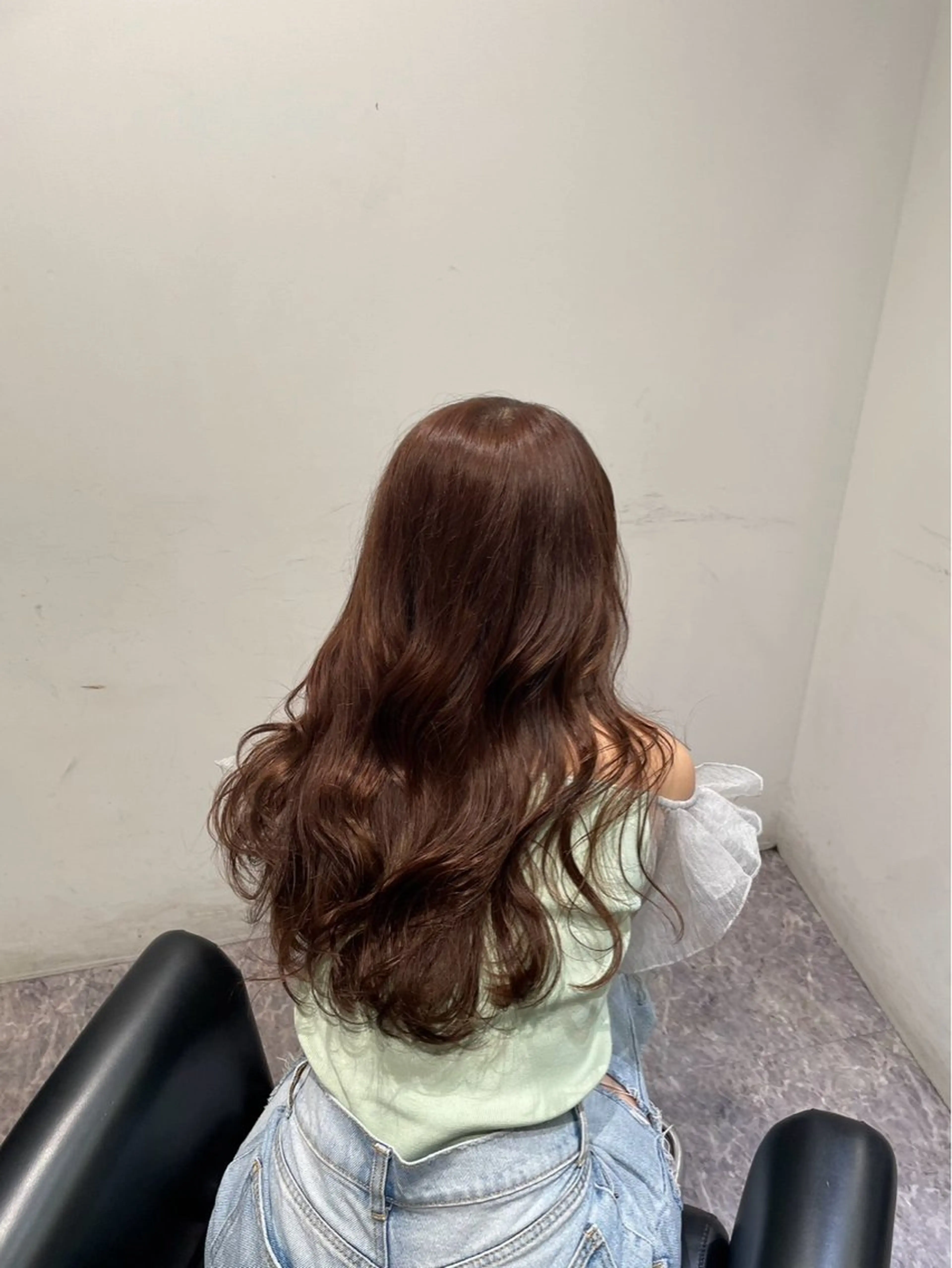 ロング カラー ブリーチ ダブルカラー ブリーチなしカラー くびれヘア 韓国風ヘア 江坂トレンド韓国風 髪質改善shinoのヘアスタイル