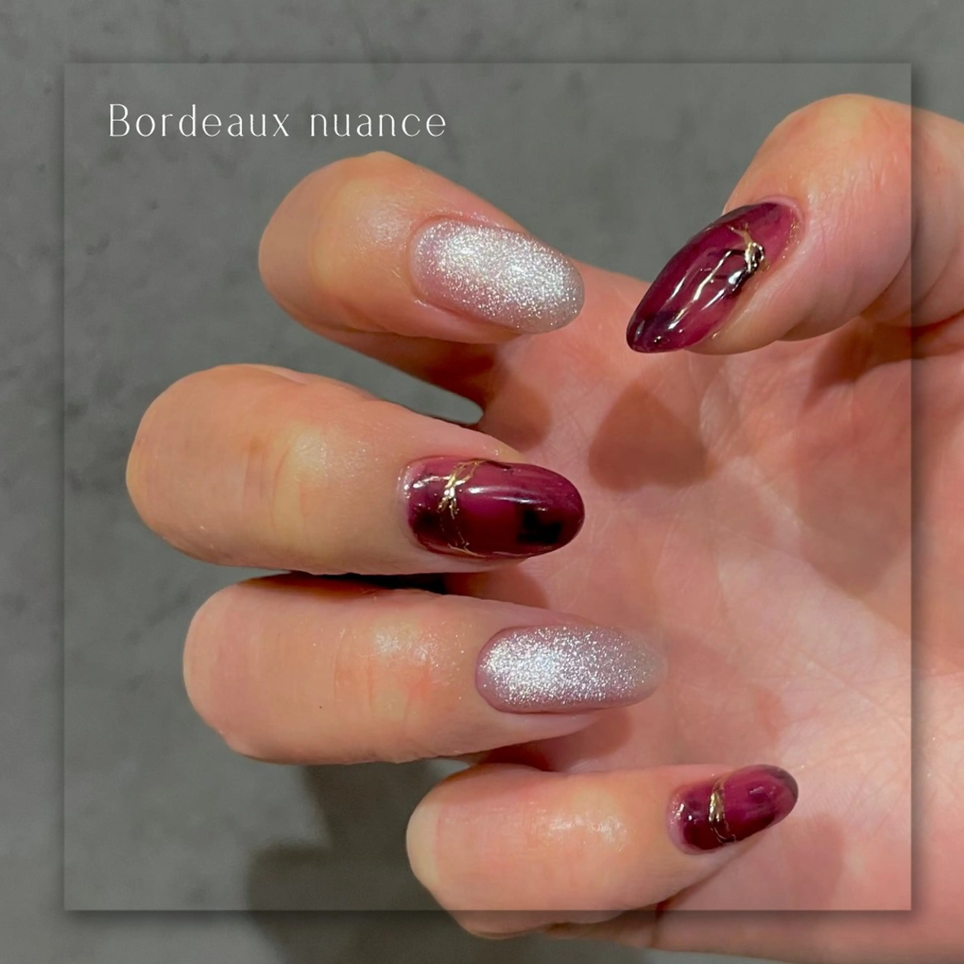 ネイル べっ甲ネイル ボルドー フラワーネイル 韓国ネイル マグネットネイル Seemly 千田町店所属・フラワーパラジェル 🌸シームリーエミのネイルデザイン