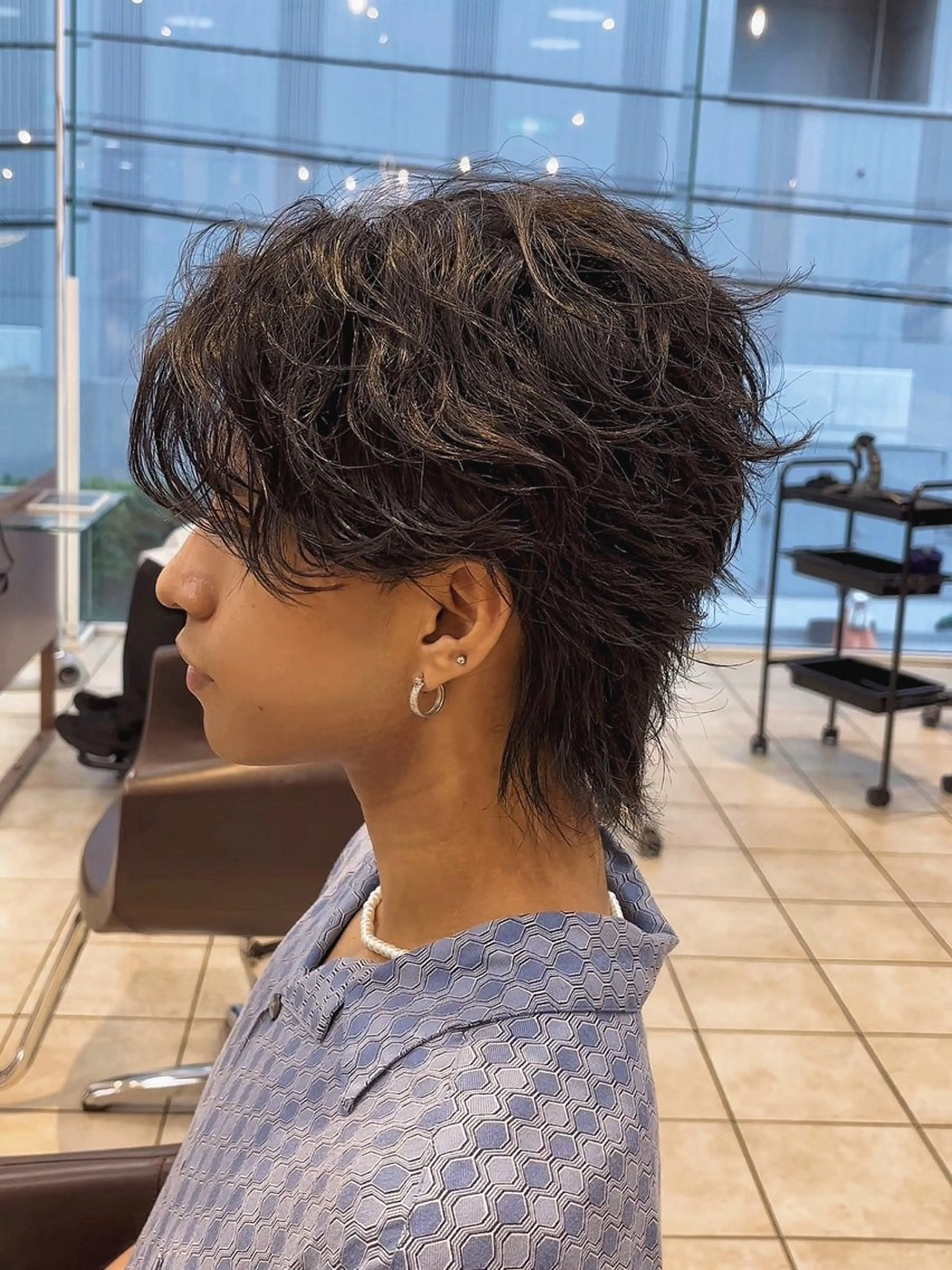 ショート メンズ センターパート メンズウルフカット ウルフカット カット パーマ 👑大宮メンズパーマ No.1Mizukiのヘアスタイル