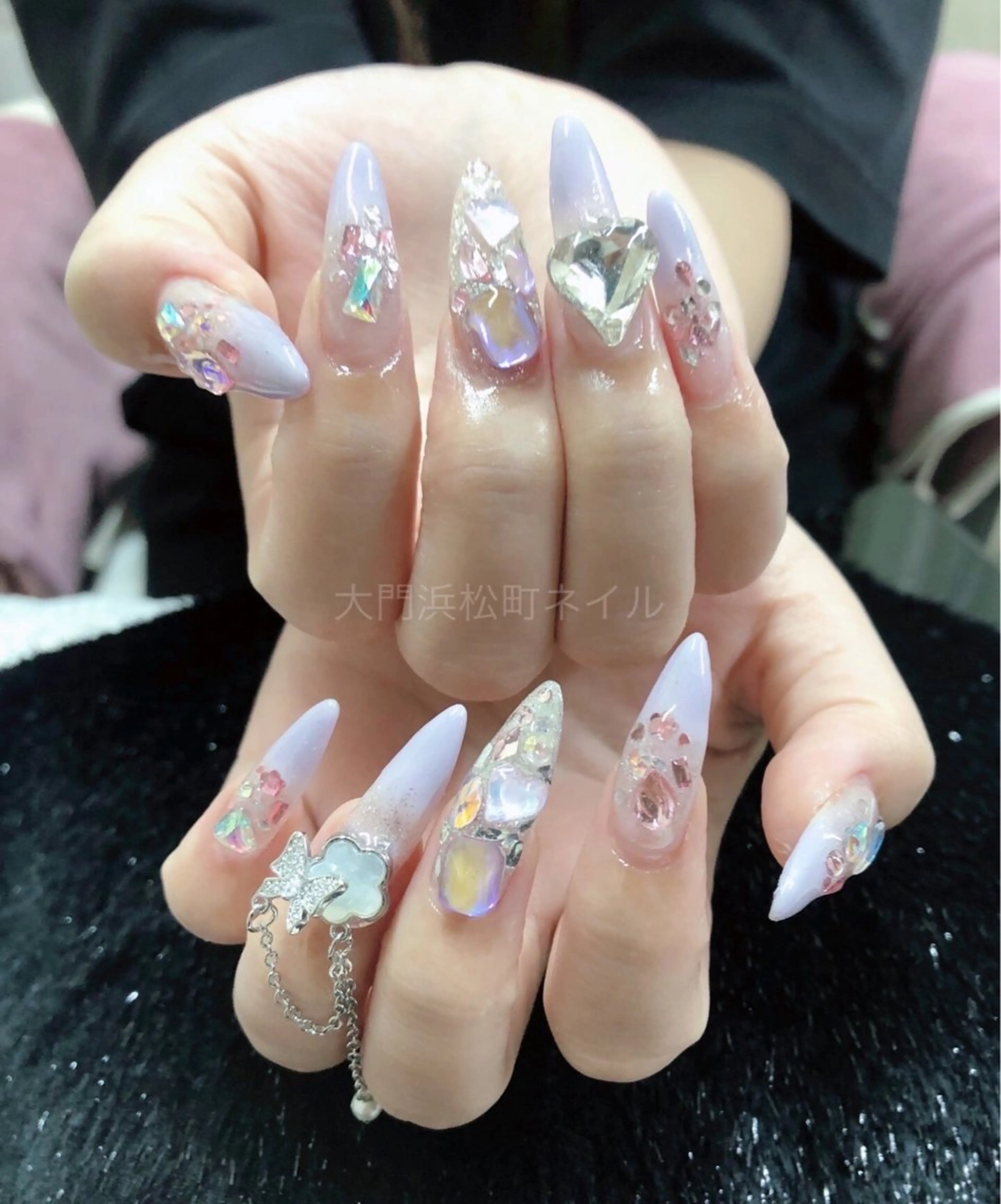 ネイル 成人式 フレンチネイル ガラスフレンチ ゴールド マグネットネイル ハンドネイル ハンドケア 大門浜松町 ネイルのネイルデザイン