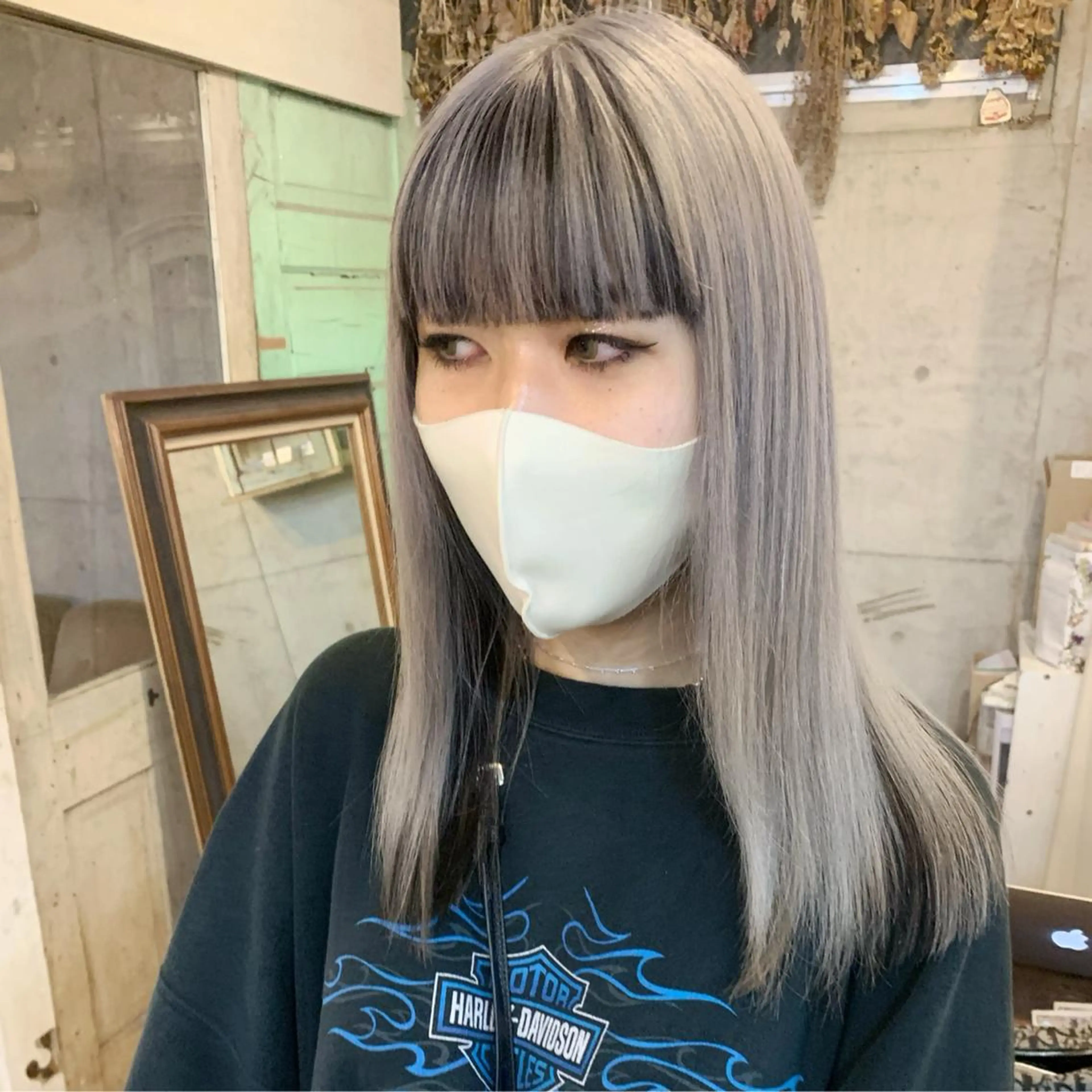 セミロング カラー 黒髪 インナーカラー kimika🥑 メンズ/髪質改善のヘアスタイル