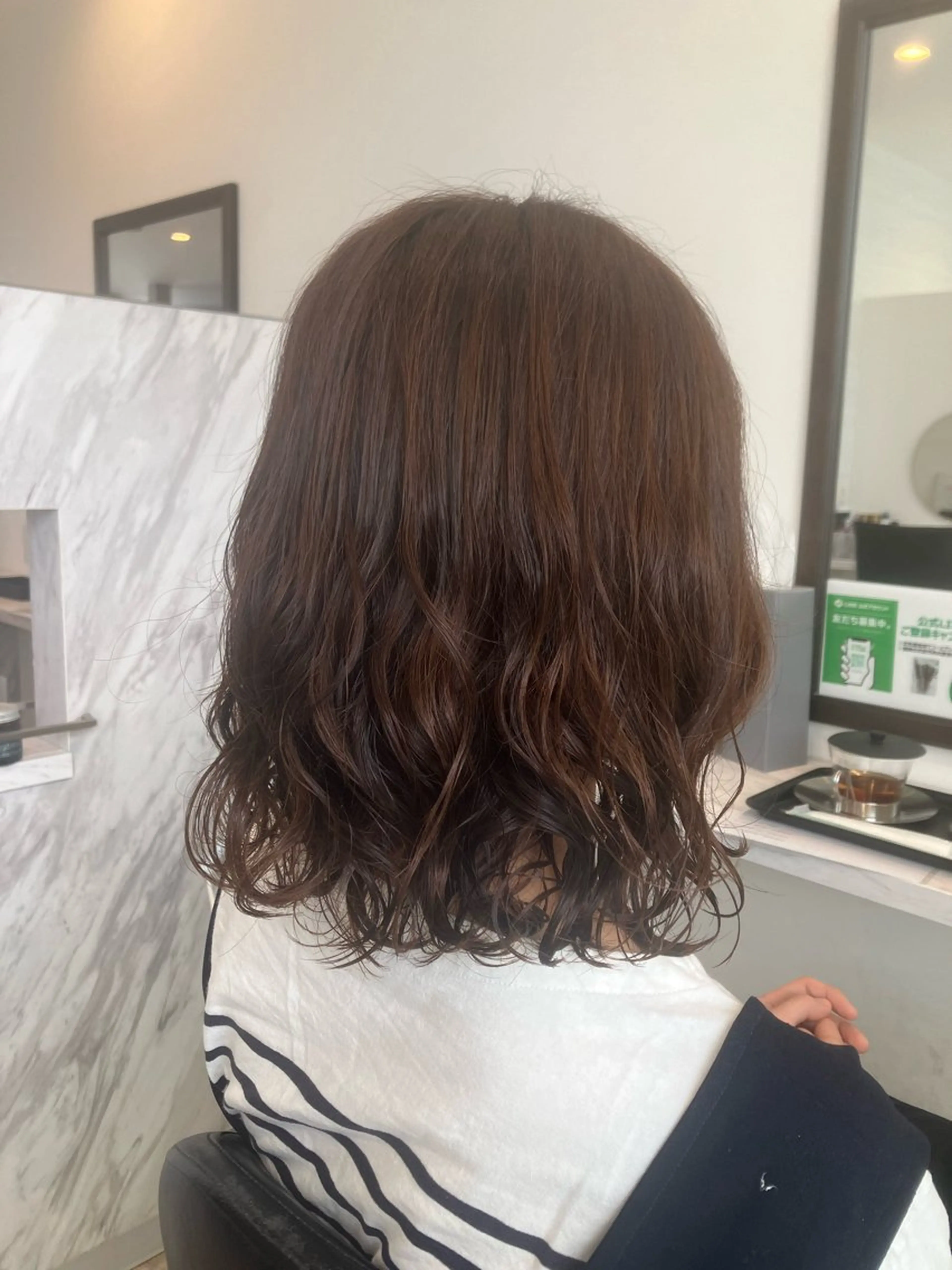 ミディアム パーマ ミディアムパーマ ボブ デジタルパーマ カット パーマ トリートメント SEA BELLE YASUのヘアスタイル