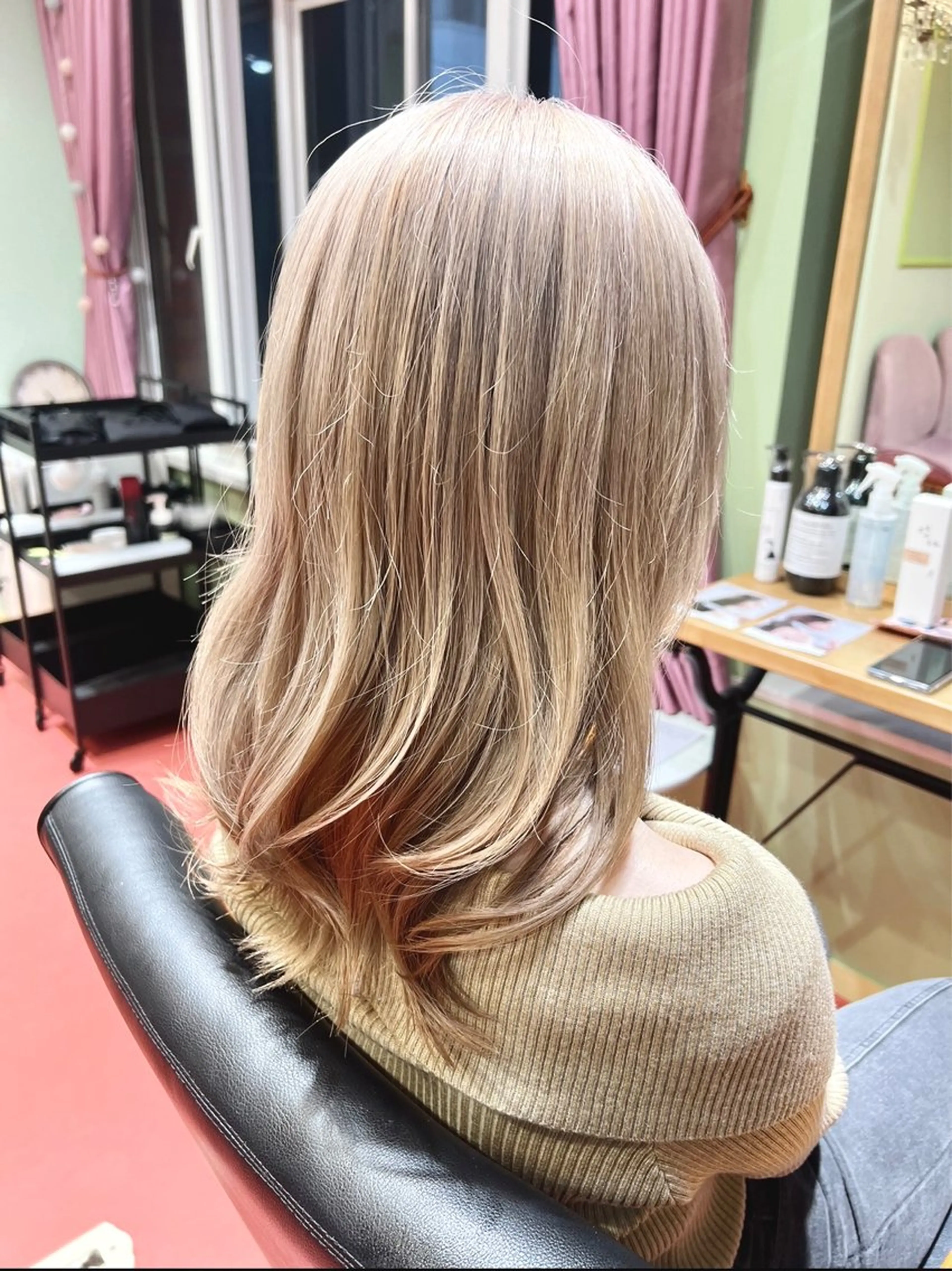 ロング ヘアカラー トリートメント 紙屋町ショート /ボブ　パーマ河内蓮のヘアスタイル