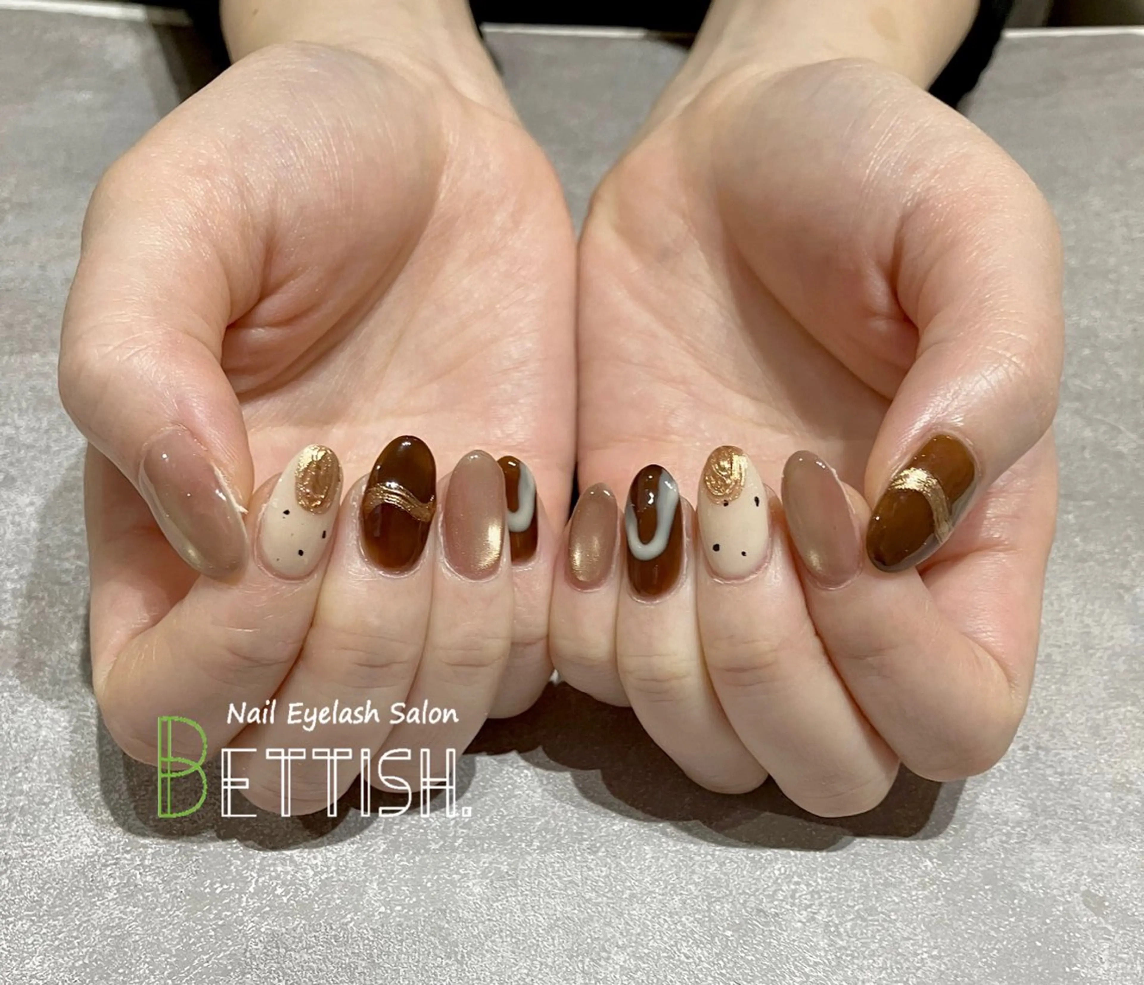 ネイル ブラウン ハンドネイル BETTISH. KUMIKO☺︎︎のネイルデザイン