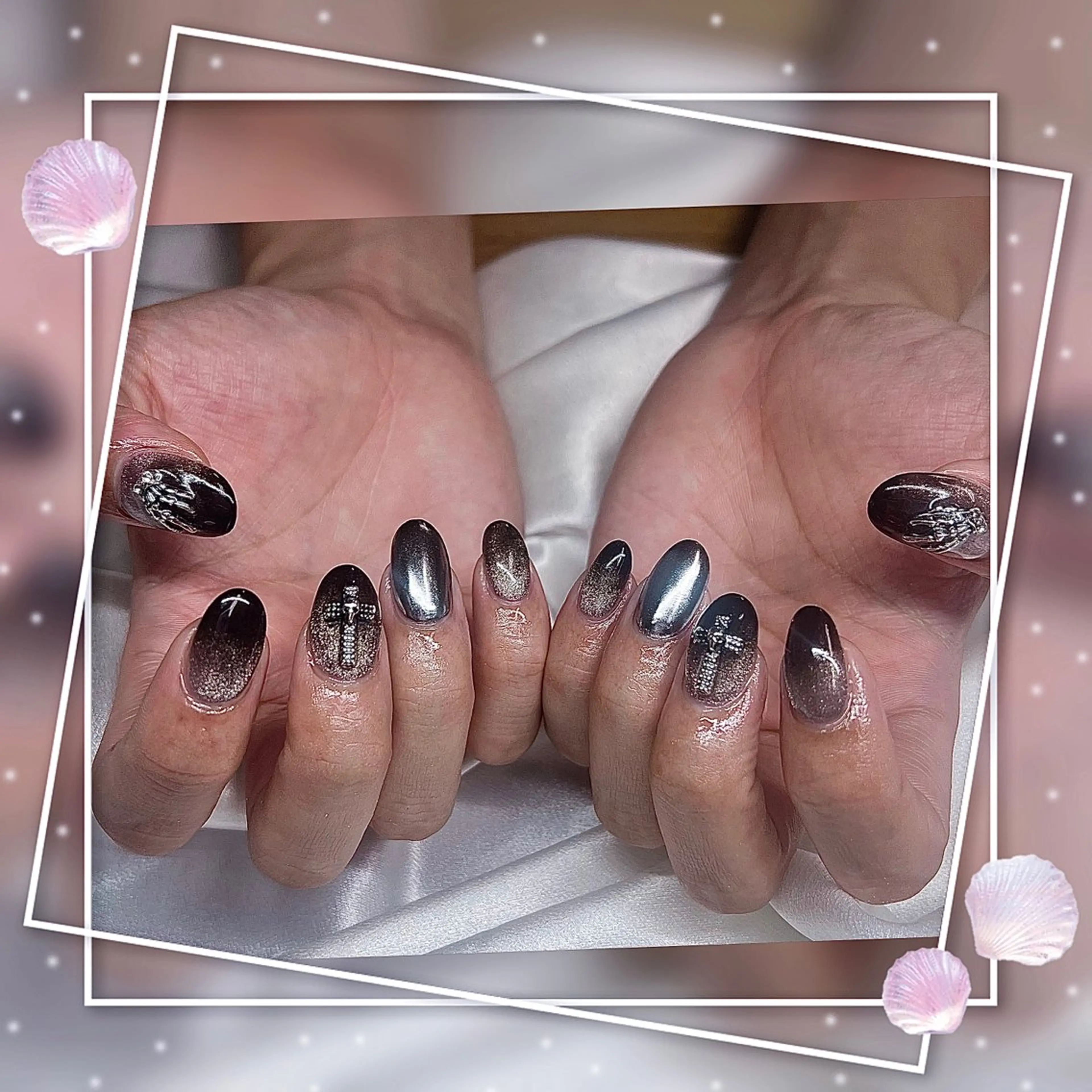 ネイル フレンチネイル グラデーション キラキラネイル 韓国ネイル マグネットネイル ハンドネイル ハンドケア Chill Nailsalonのネイルデザイン