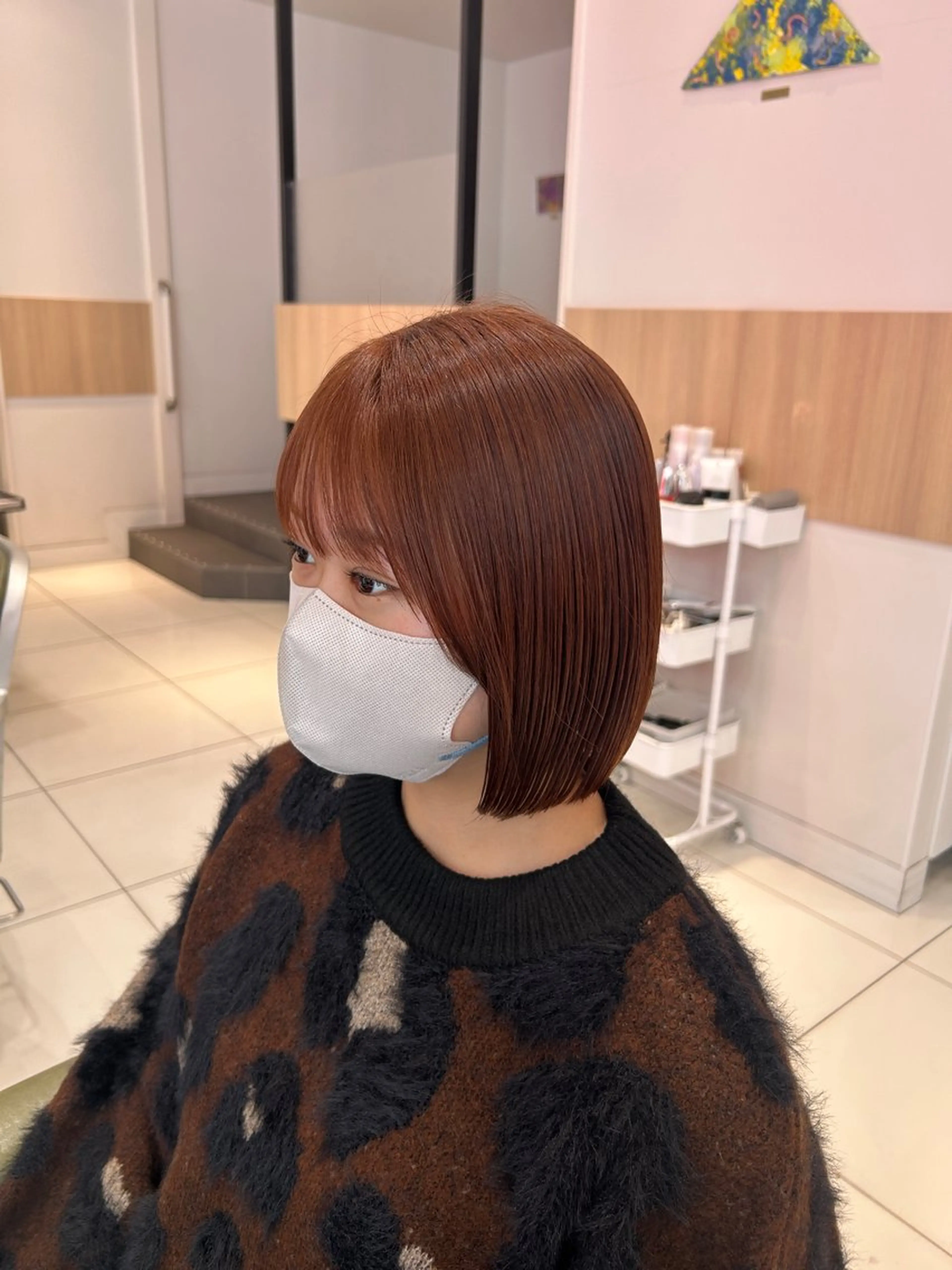 ミディアム ボブ 髪質改善 トリートメント カット 縮毛矯正 トリートメント 🪻ダブルカラー /透明感カラーRioのヘアスタイル